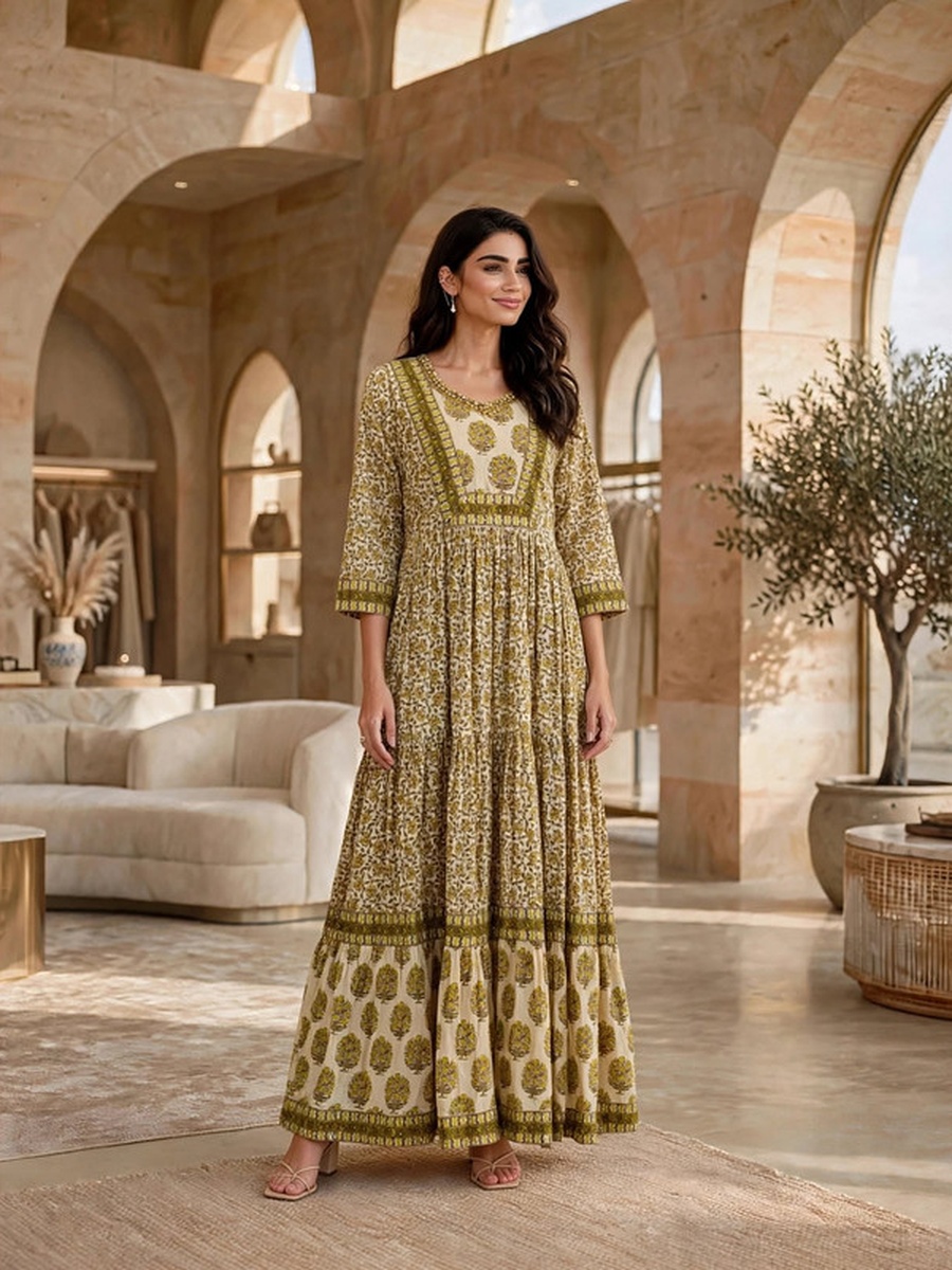 جلابية بكسرات وطبعة زهور