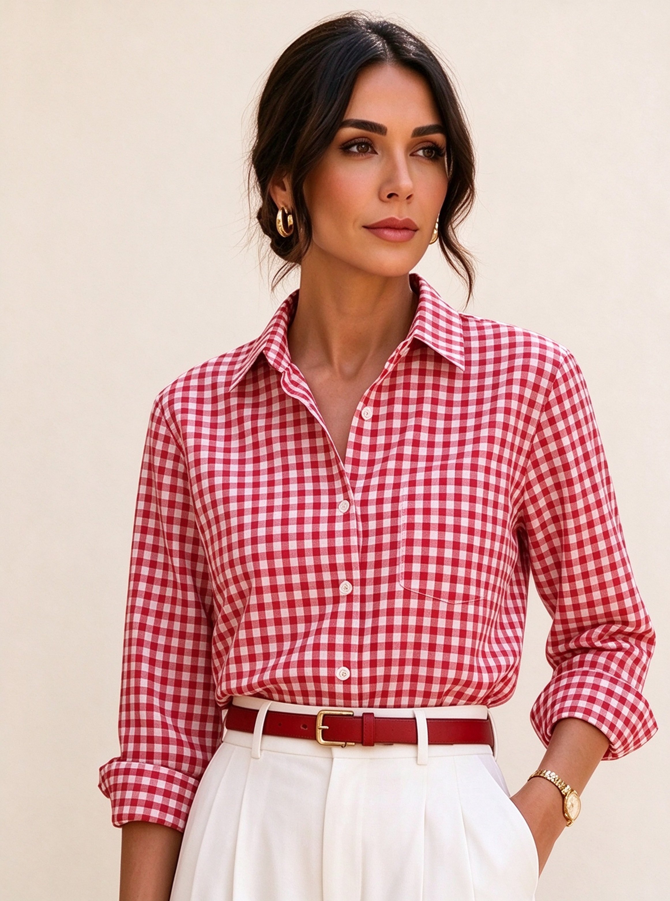 Red Checked Long Sleeves Regular Shirt