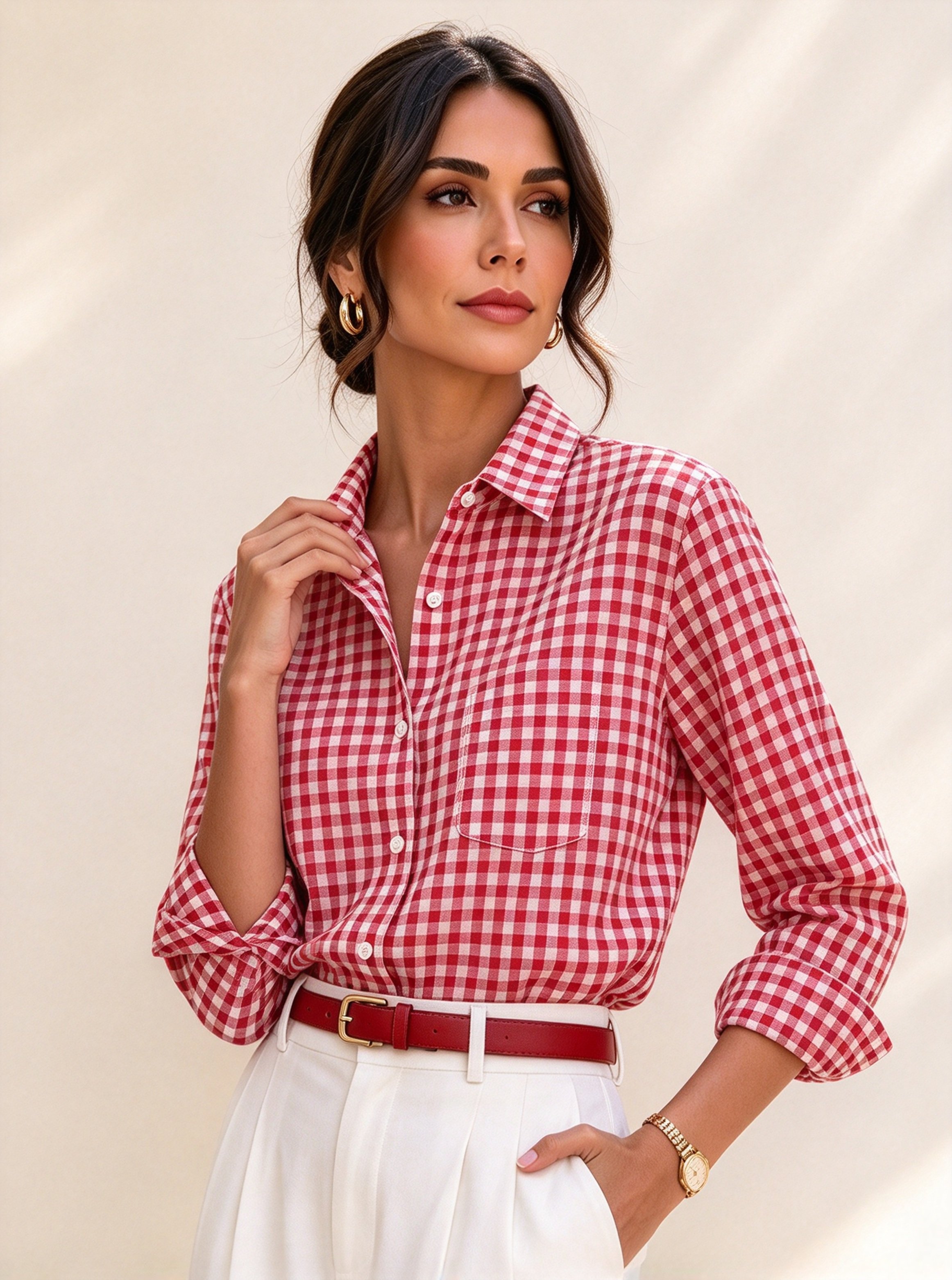 Red Checked Long Sleeves Regular Shirt
