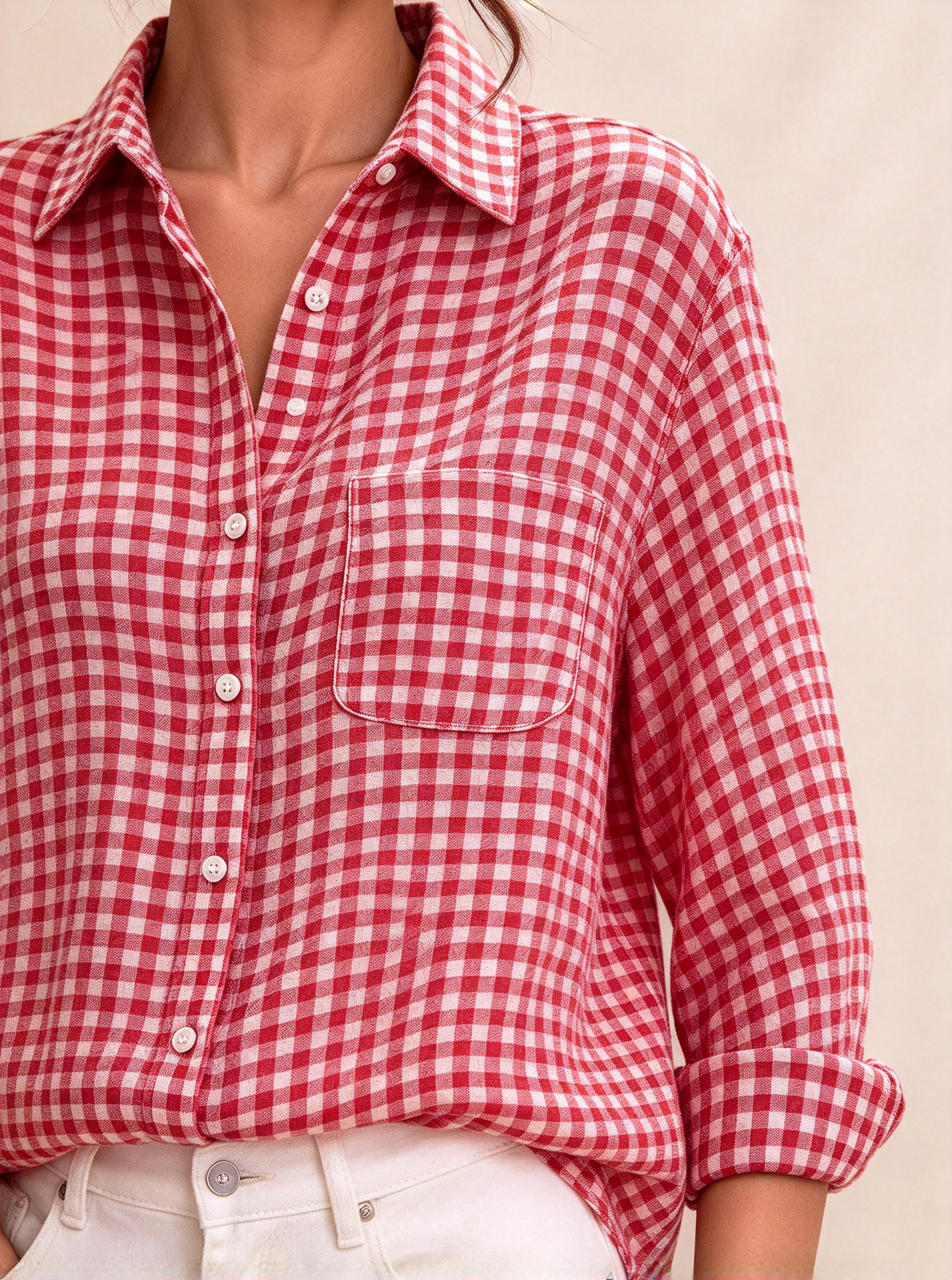 Red Checked Long Sleeves Regular Shirt