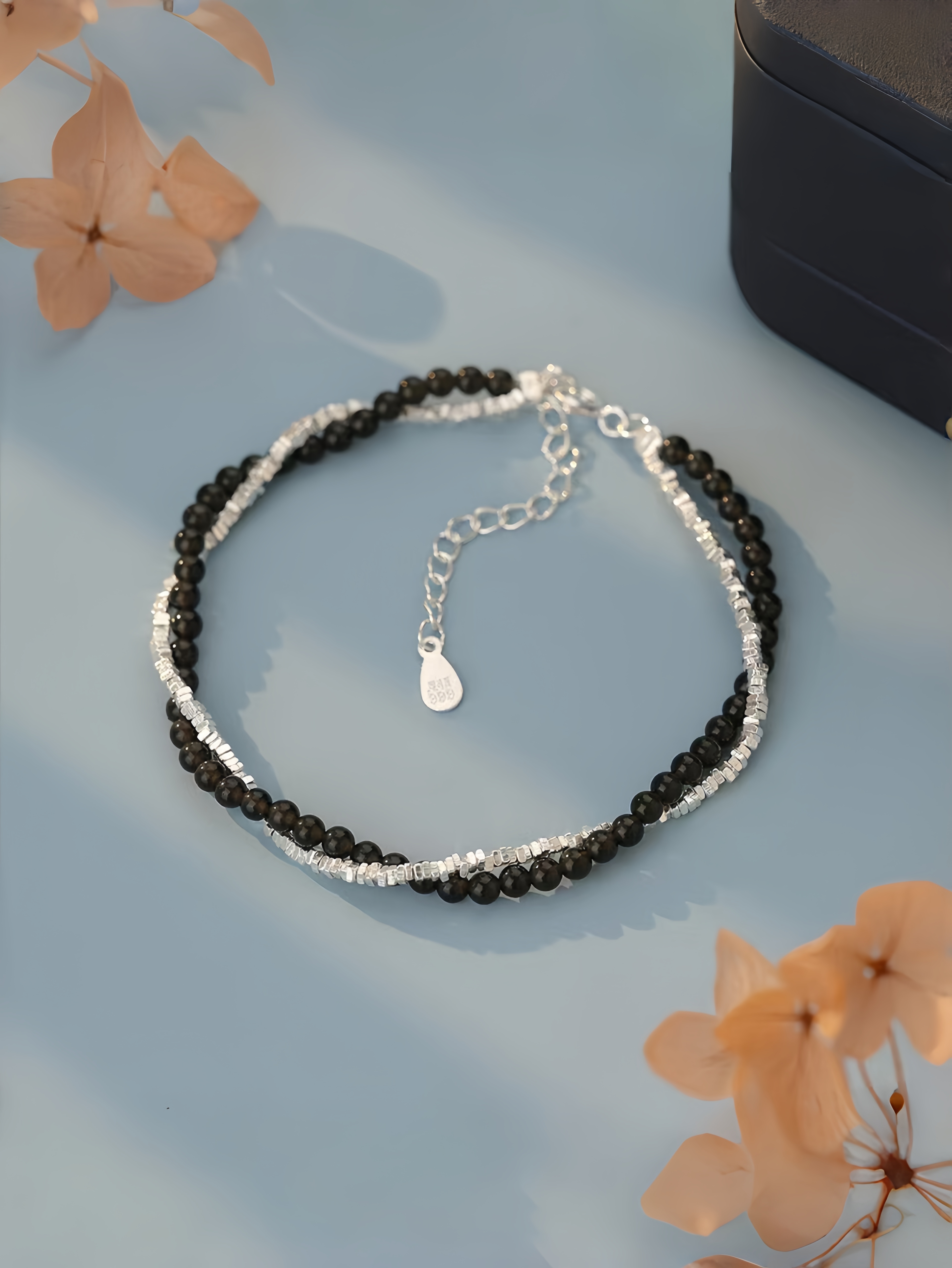 Black Beads Beaded Bracelet