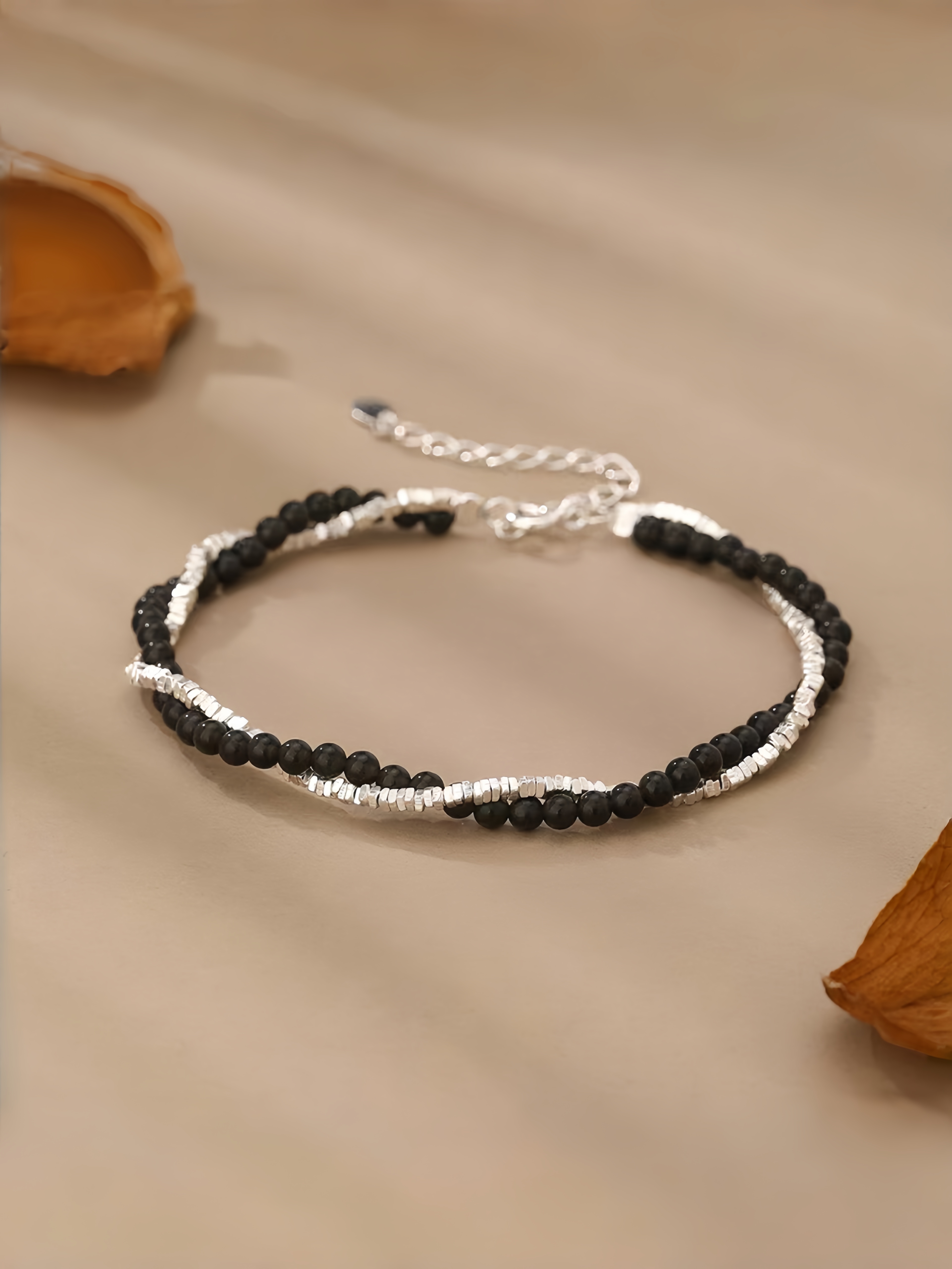 Black Beads Beaded Bracelet