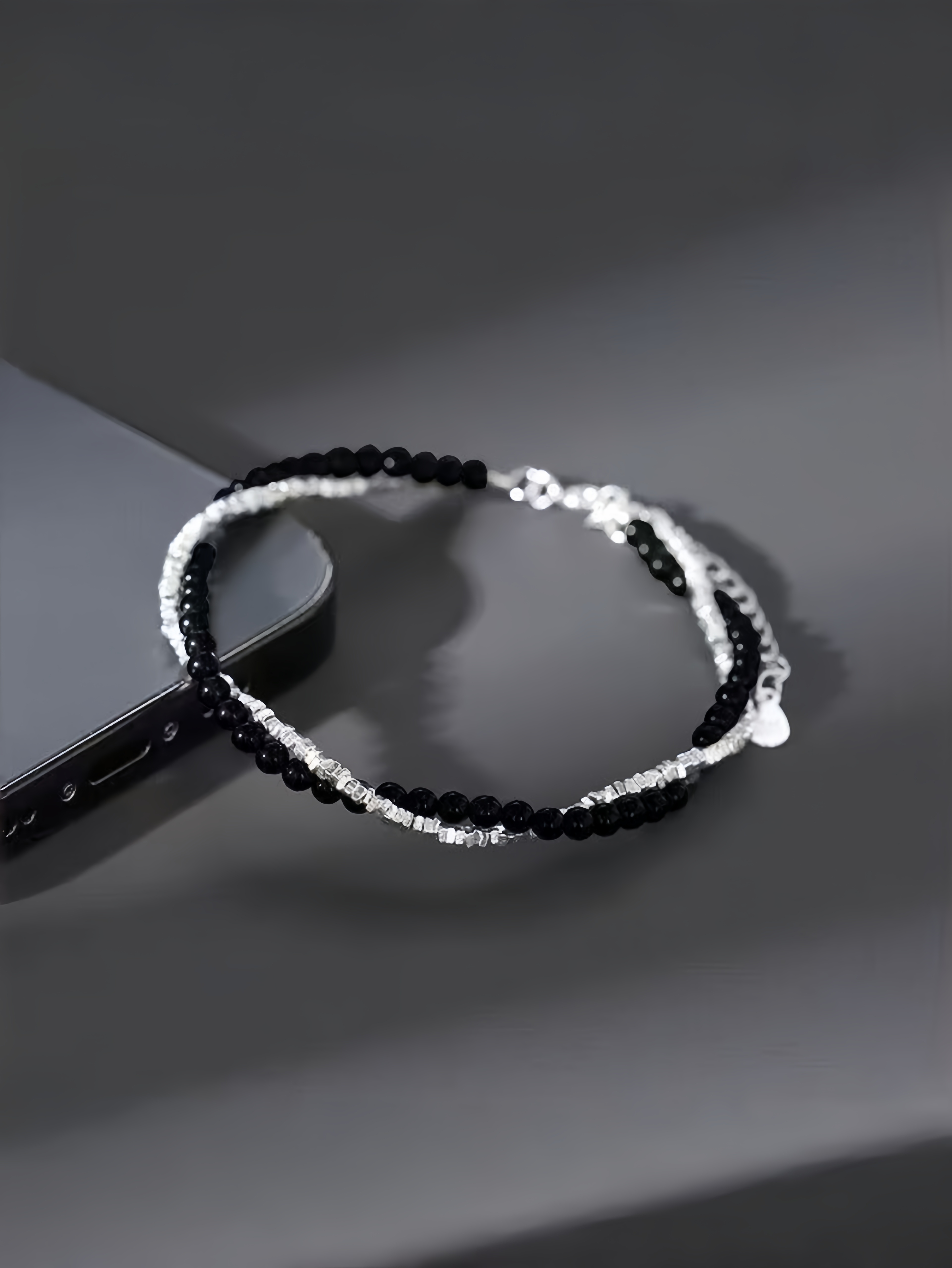 Black Beads Beaded Bracelet