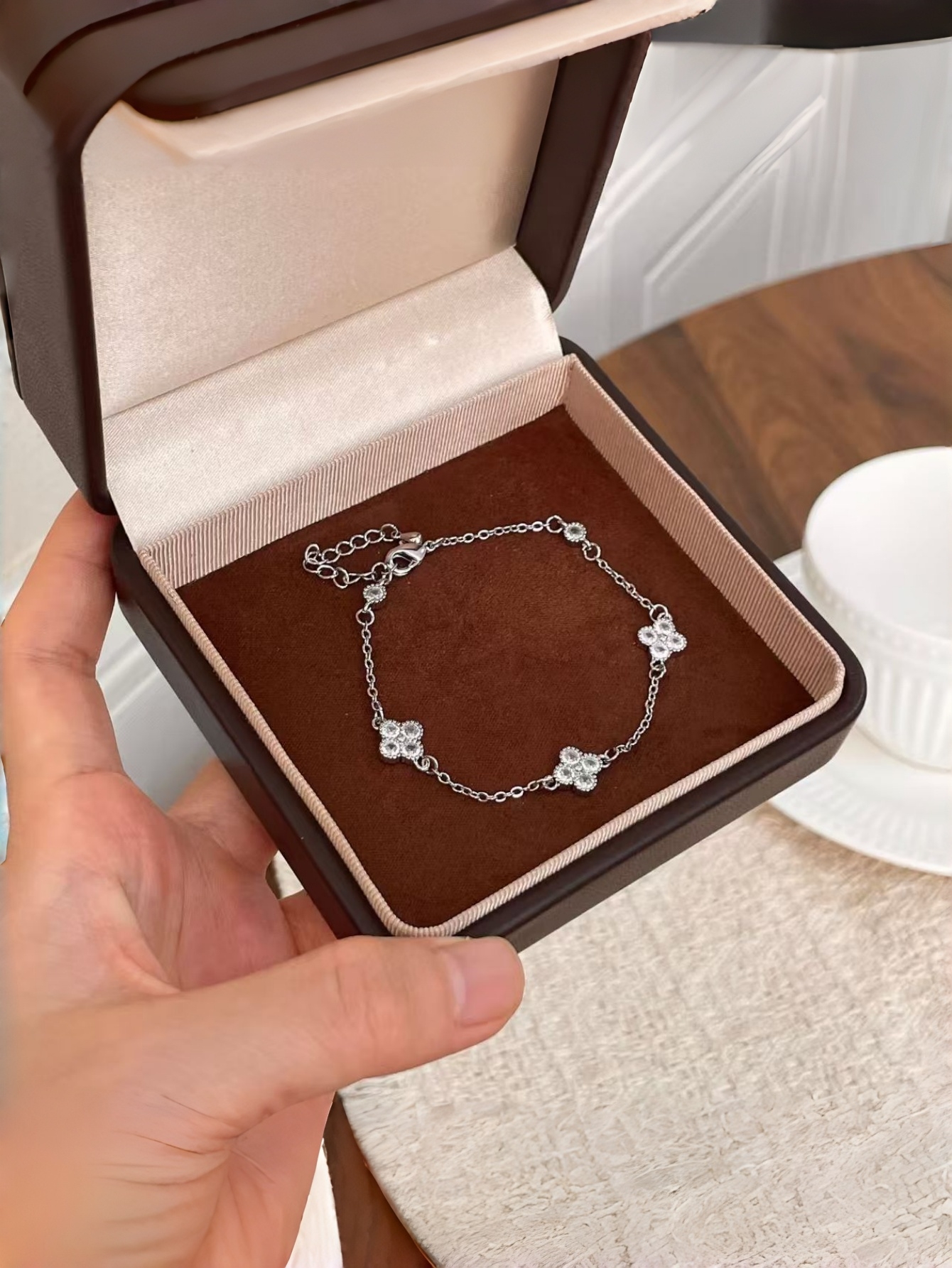 Silver Flower Link Bracelet
