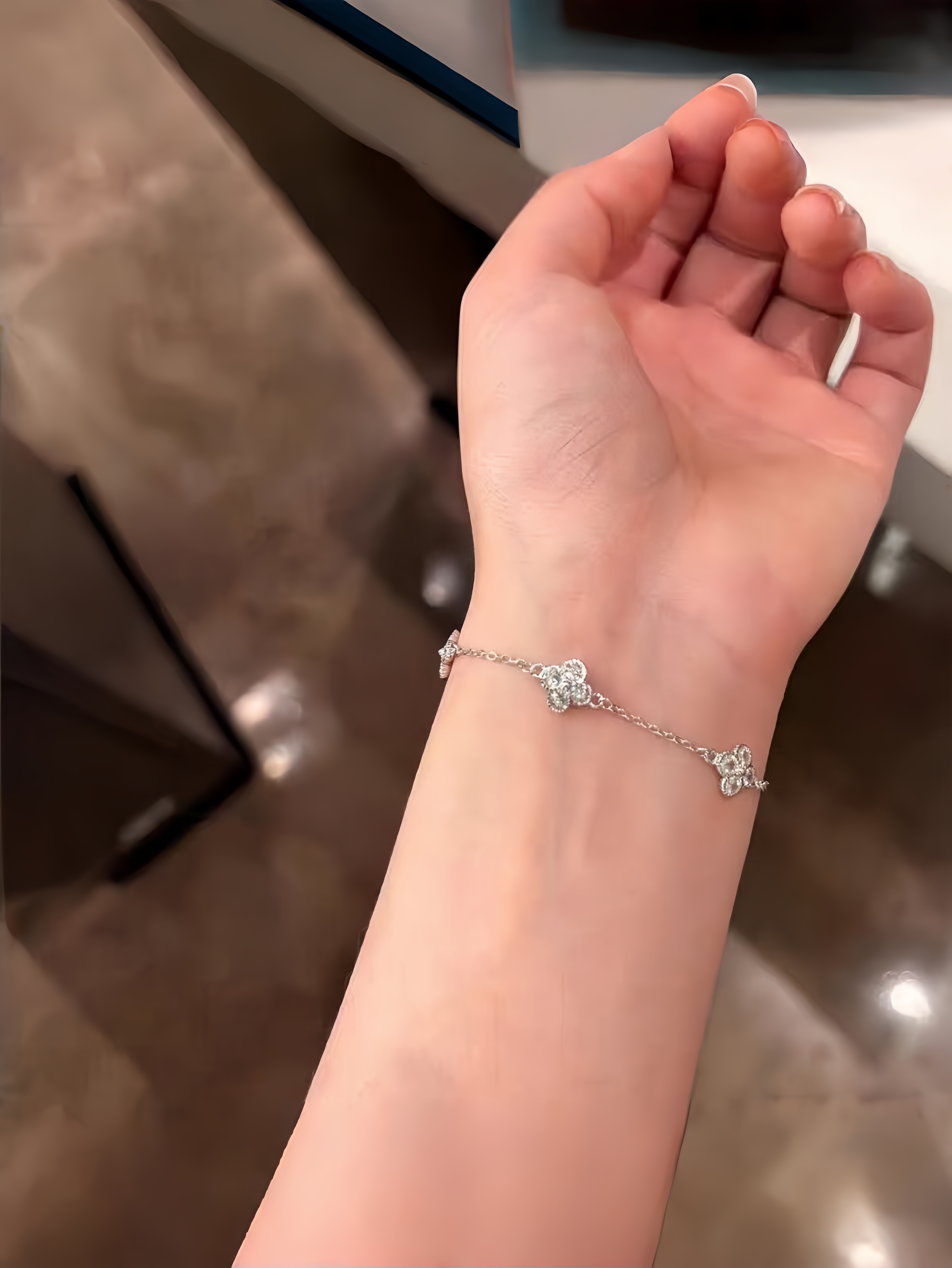 Silver Flower Link Bracelet