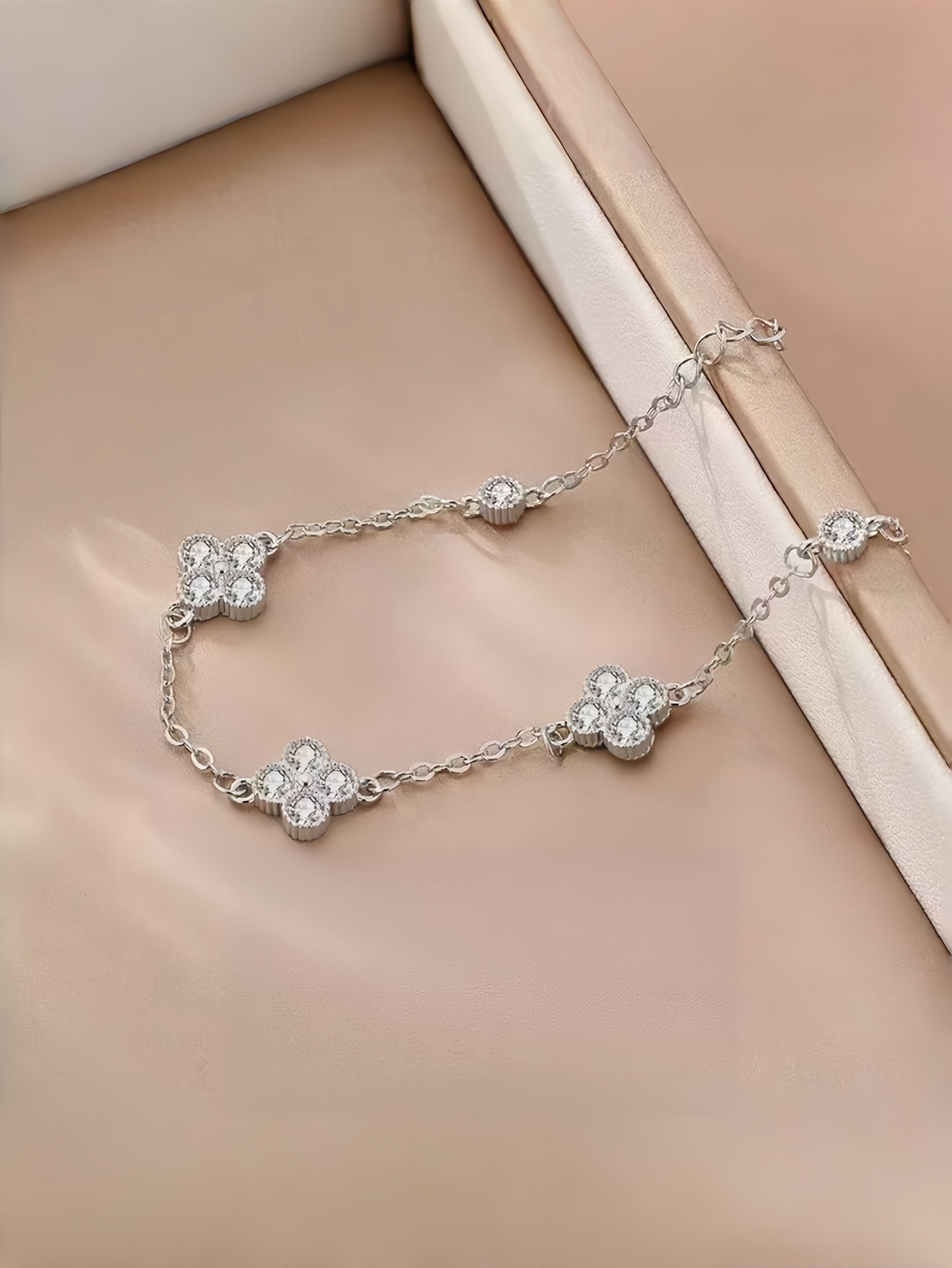 Silver Flower Link Bracelet