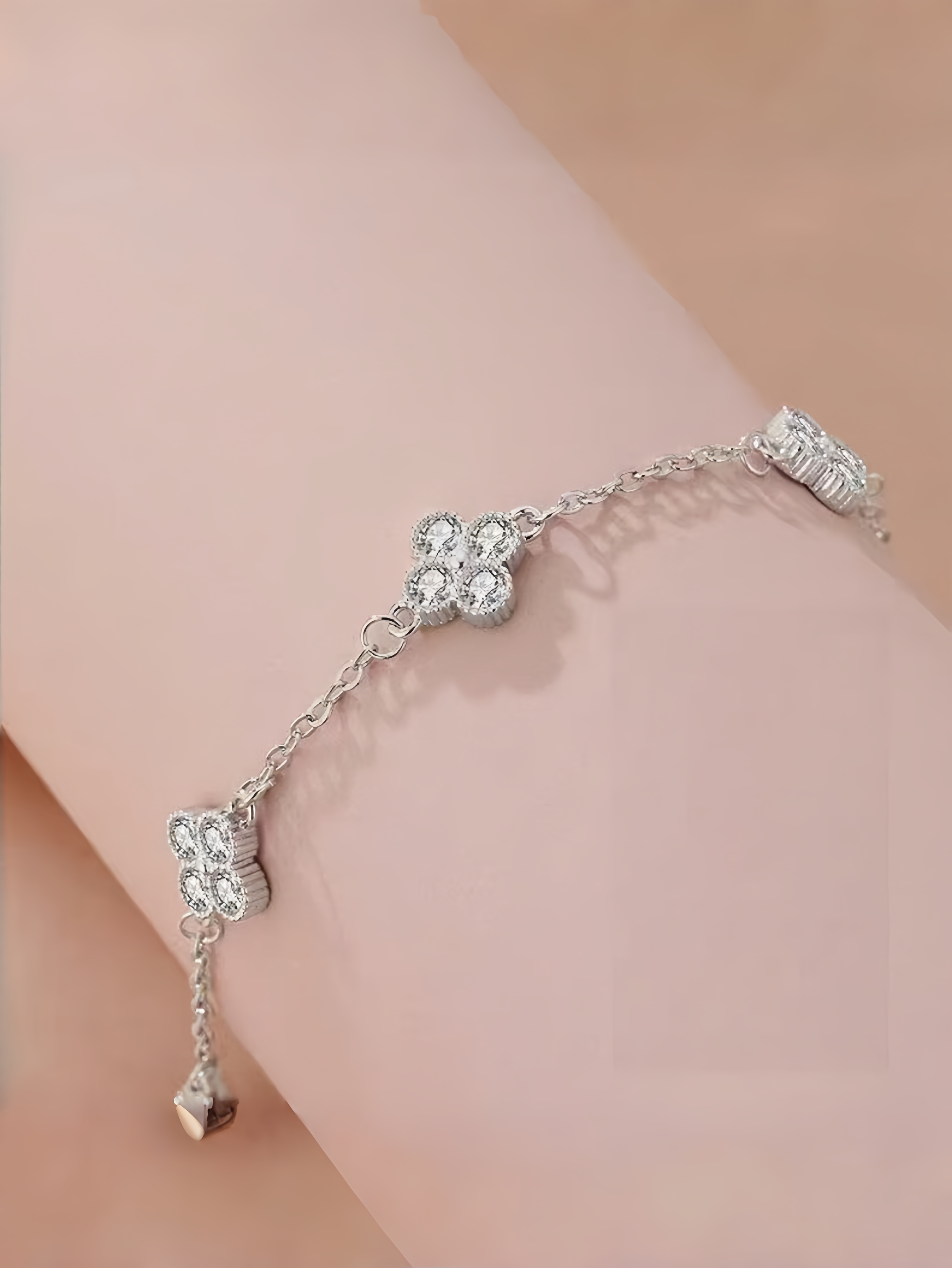 Silver Flower Link Bracelet