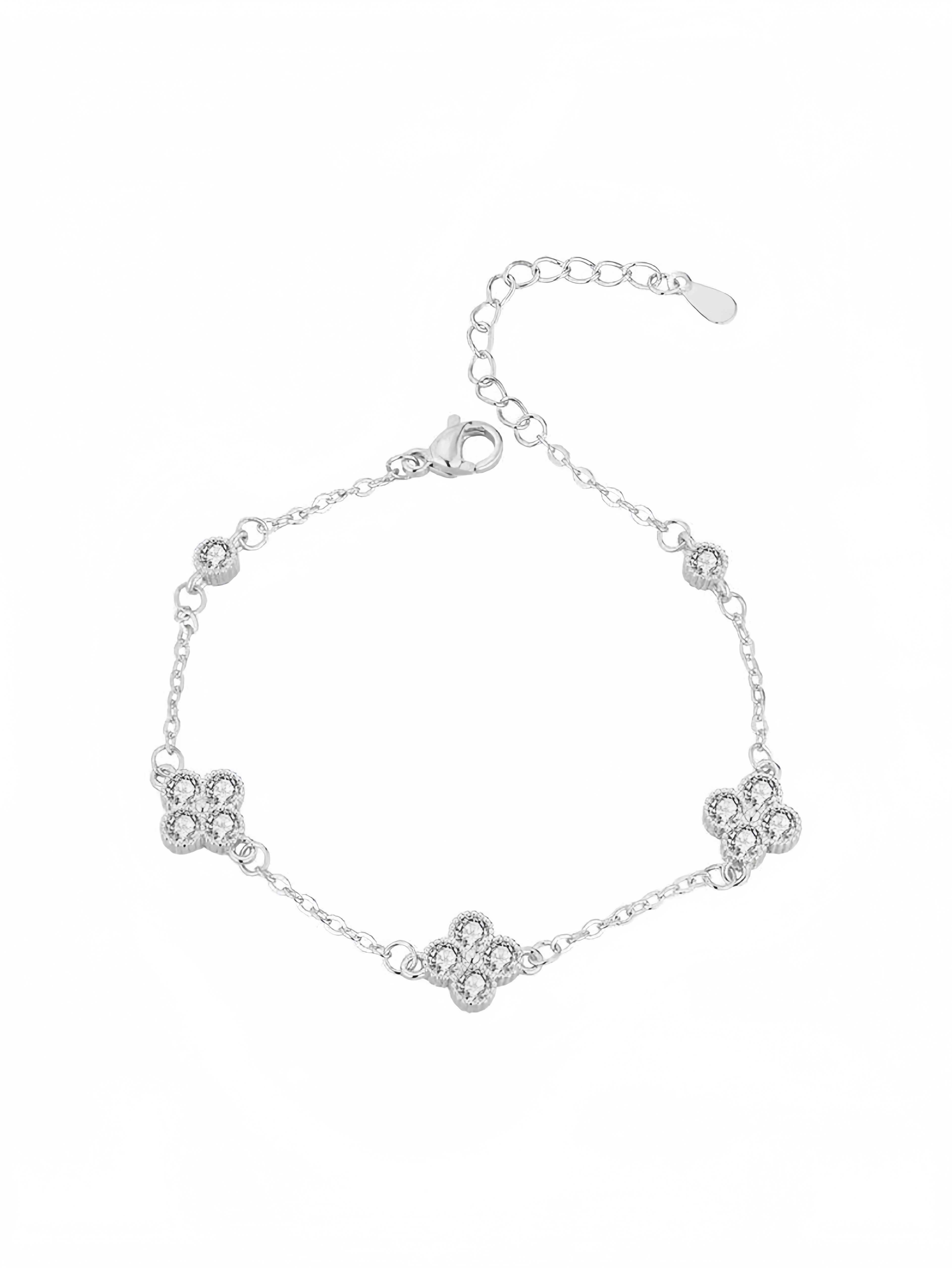 Silver Flower Link Bracelet