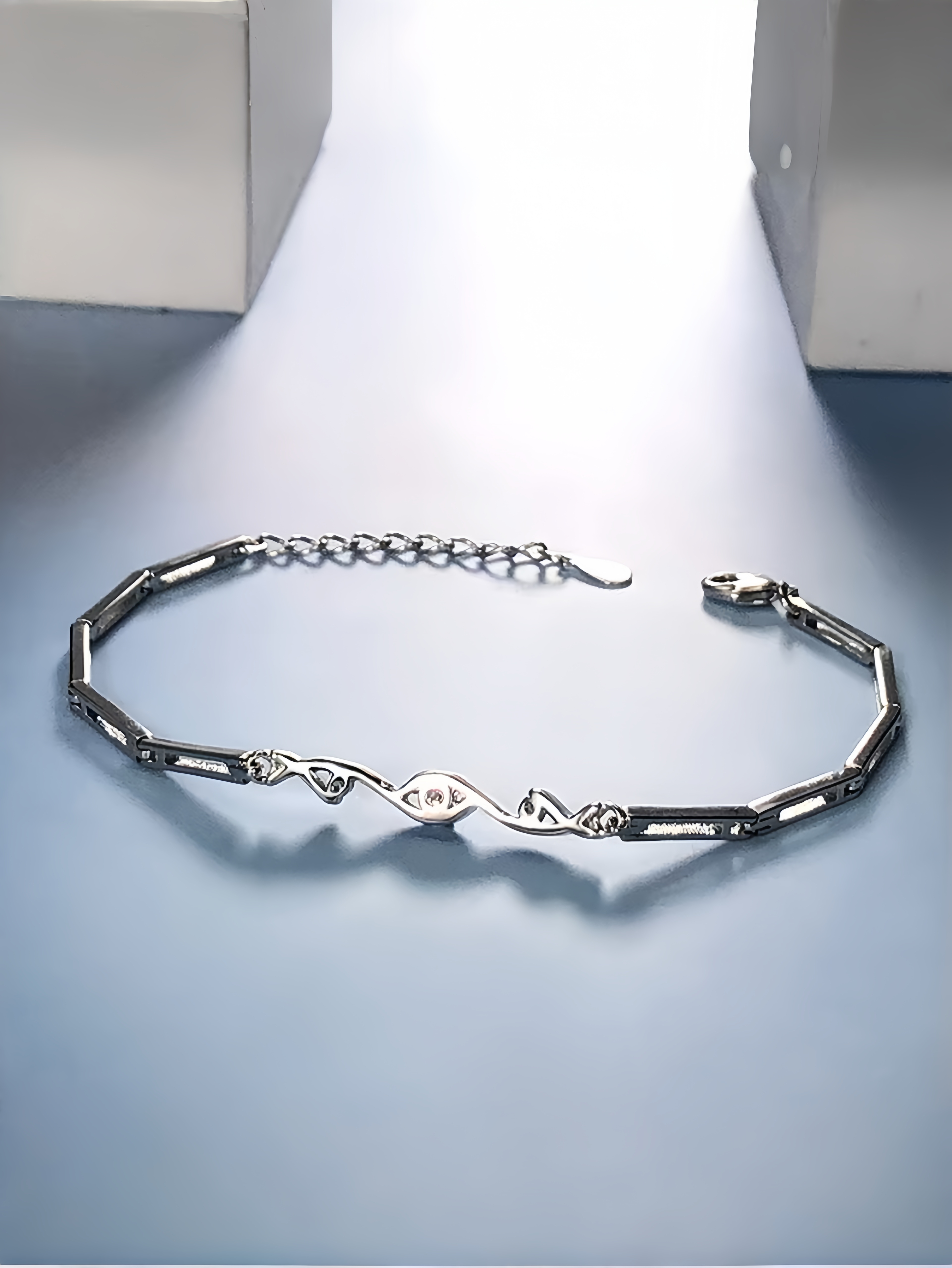 Silver Gemstone Link Bracelet