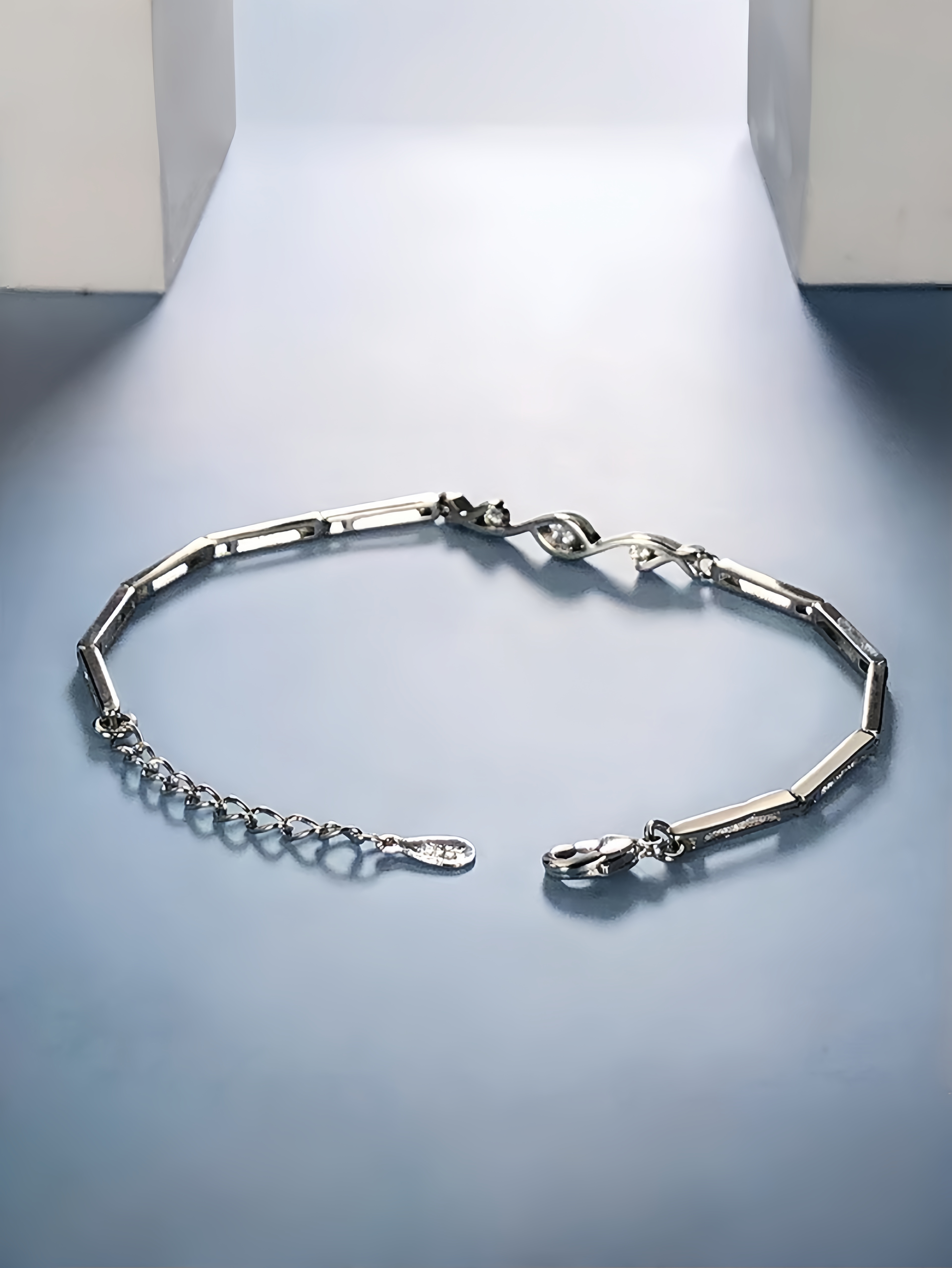 Silver Gemstone Link Bracelet