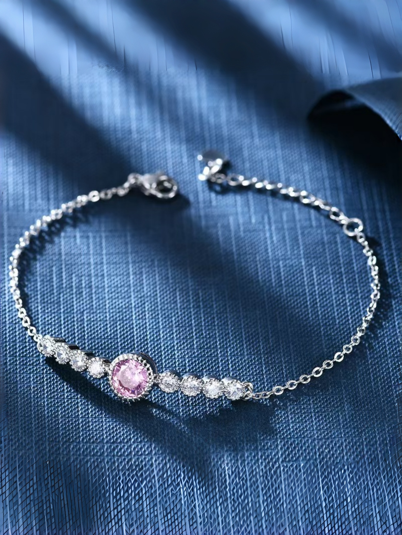 Silver Gemstone Link Bracelet