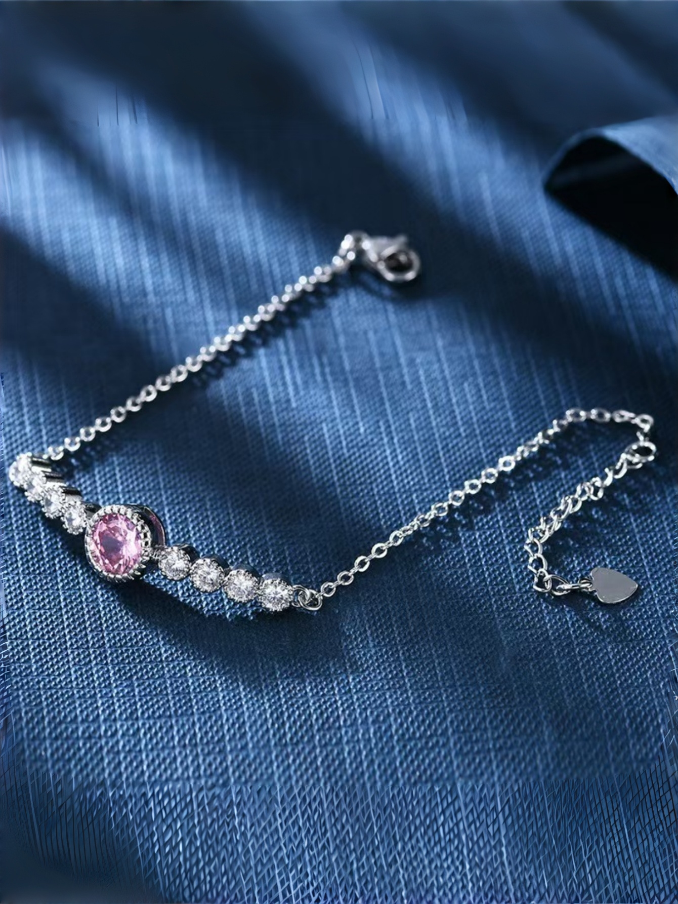 Silver Gemstone Link Bracelet