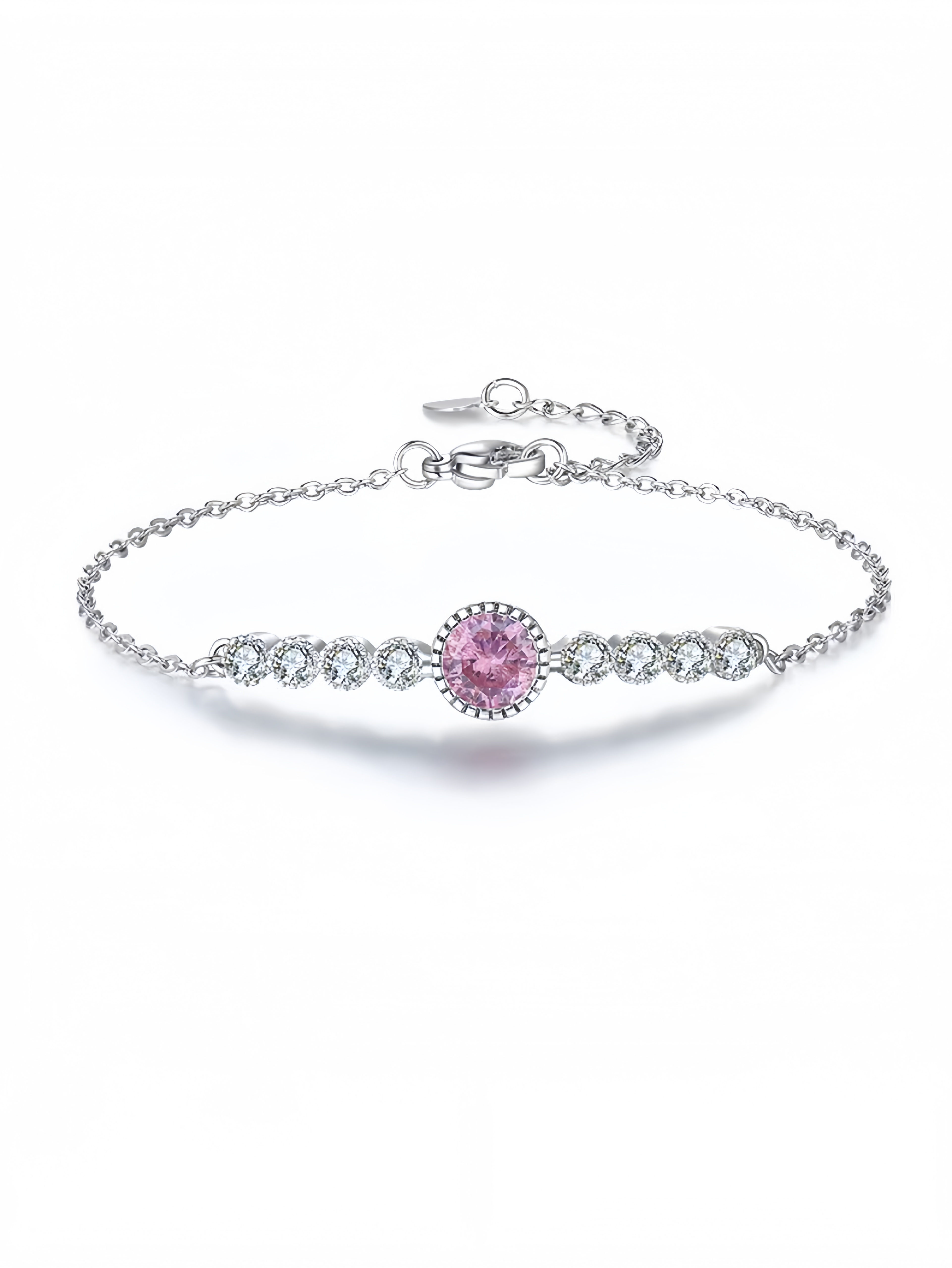 Silver Gemstone Link Bracelet