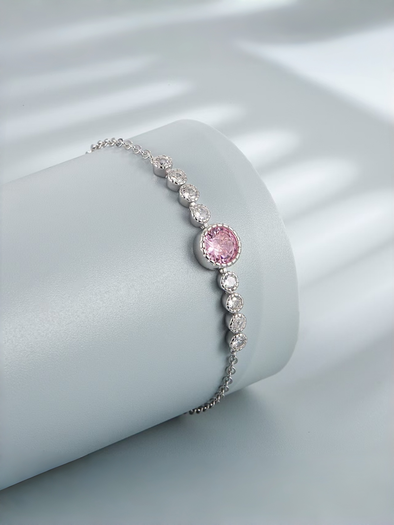 Silver Gemstone Link Bracelet