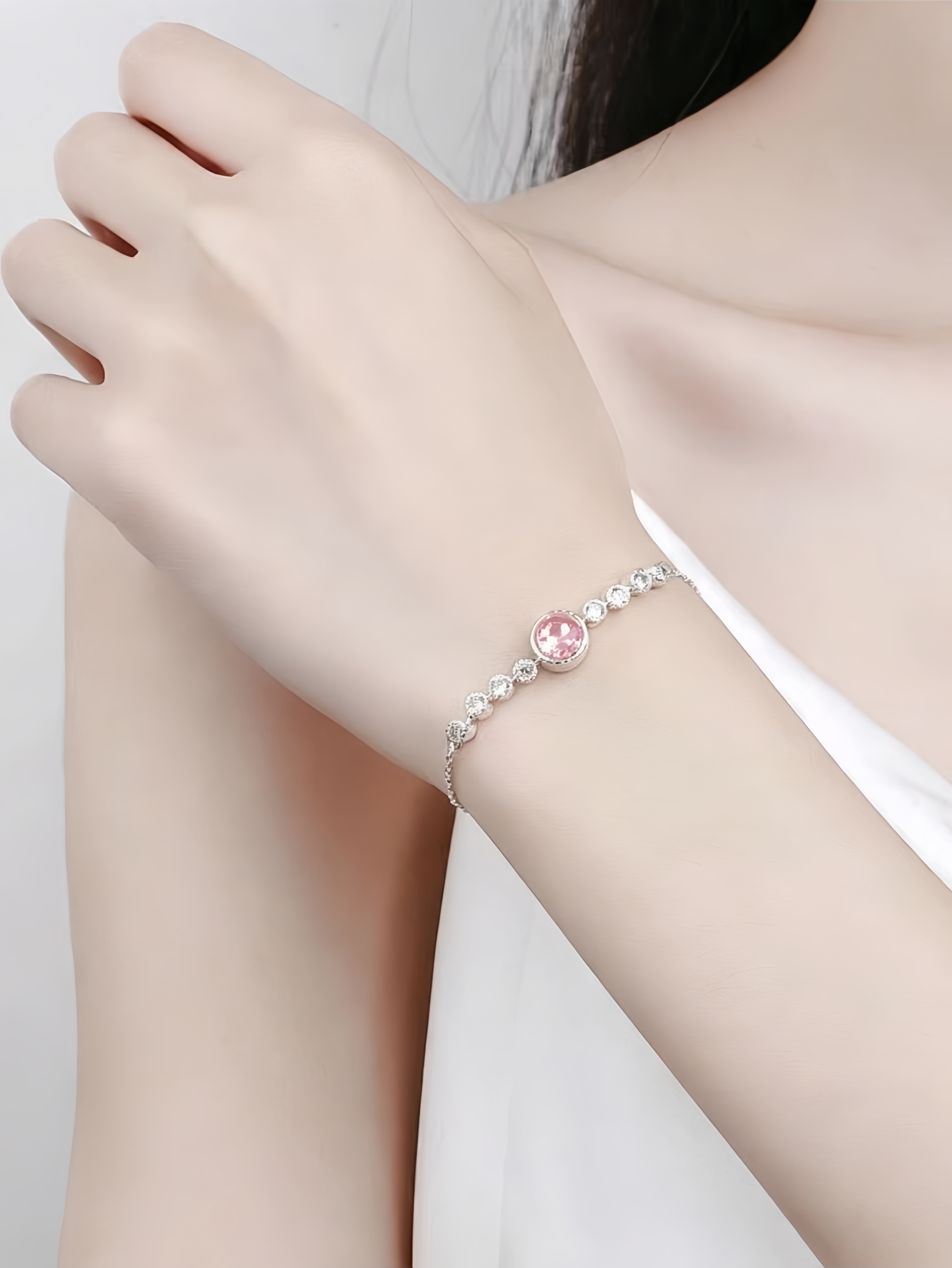 Silver Gemstone Link Bracelet