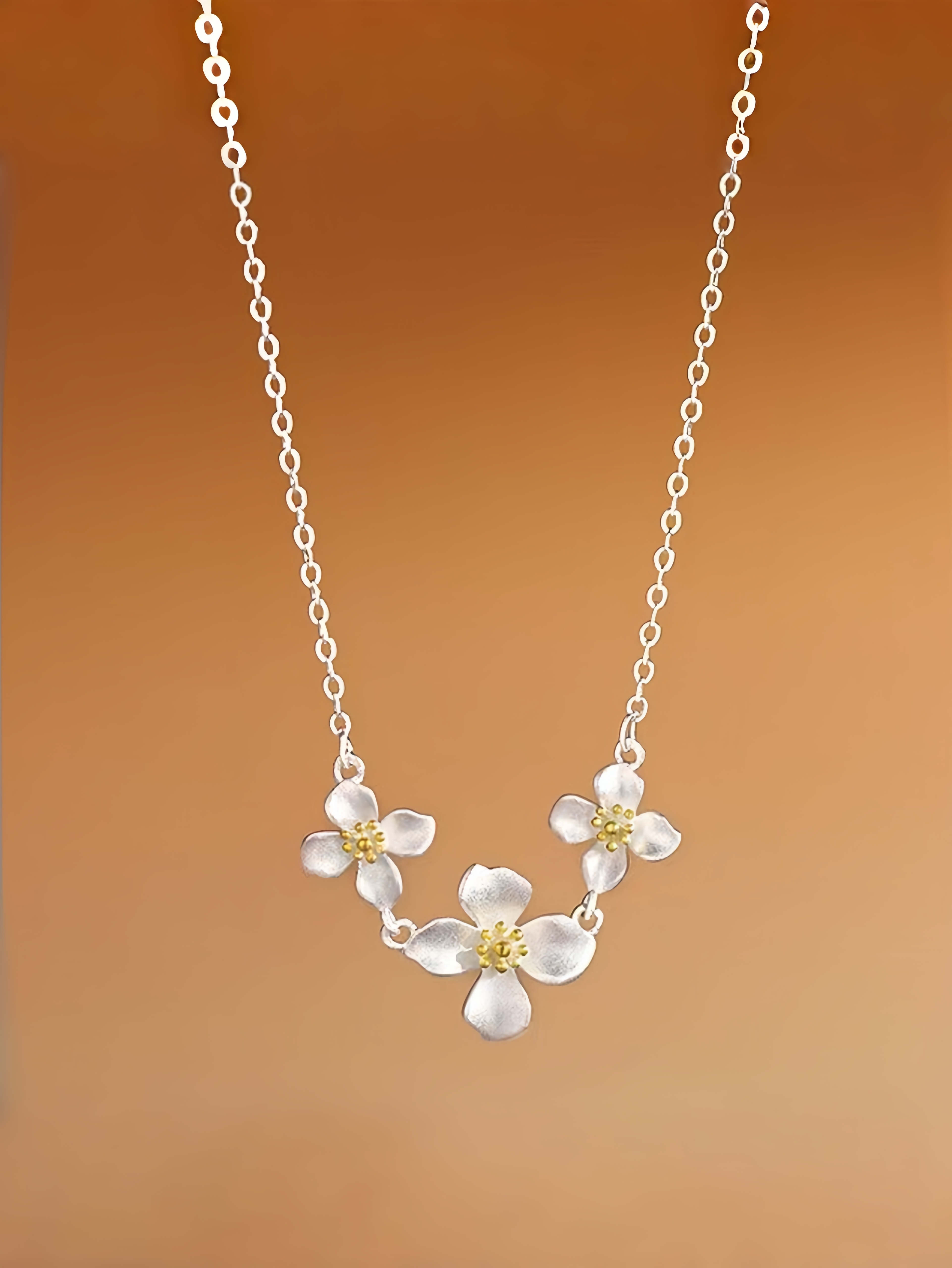 Silver Flower Pendant Necklace