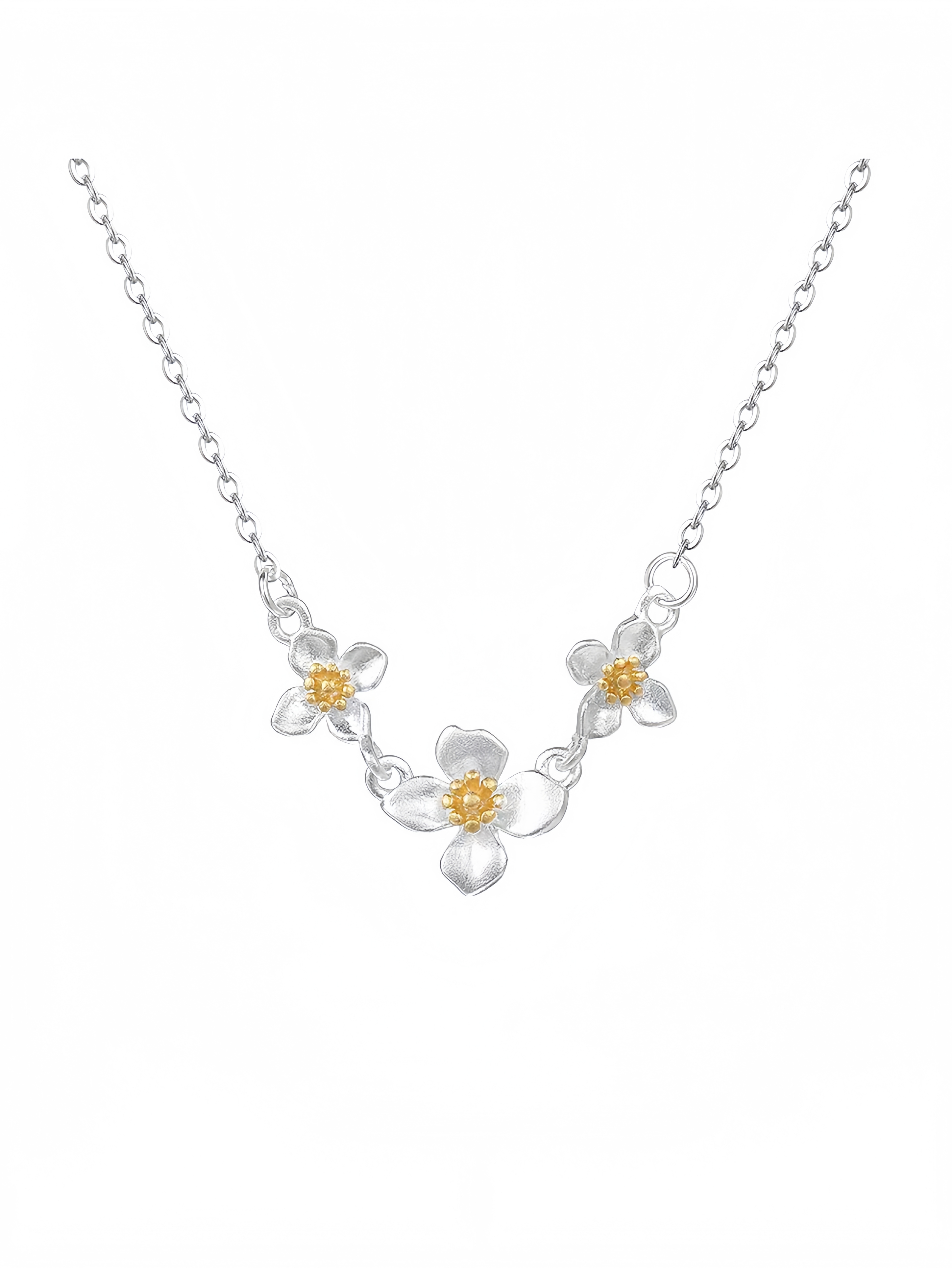 Silver Flower Pendant Necklace