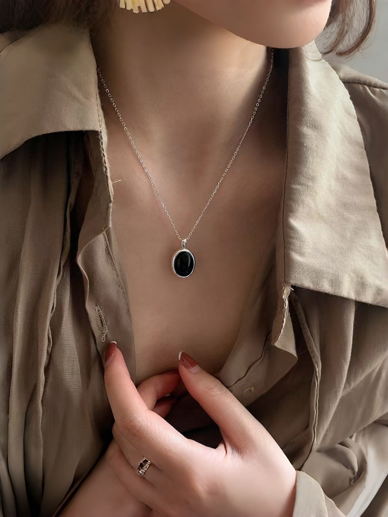 Silver Gemstone Pendant Necklace