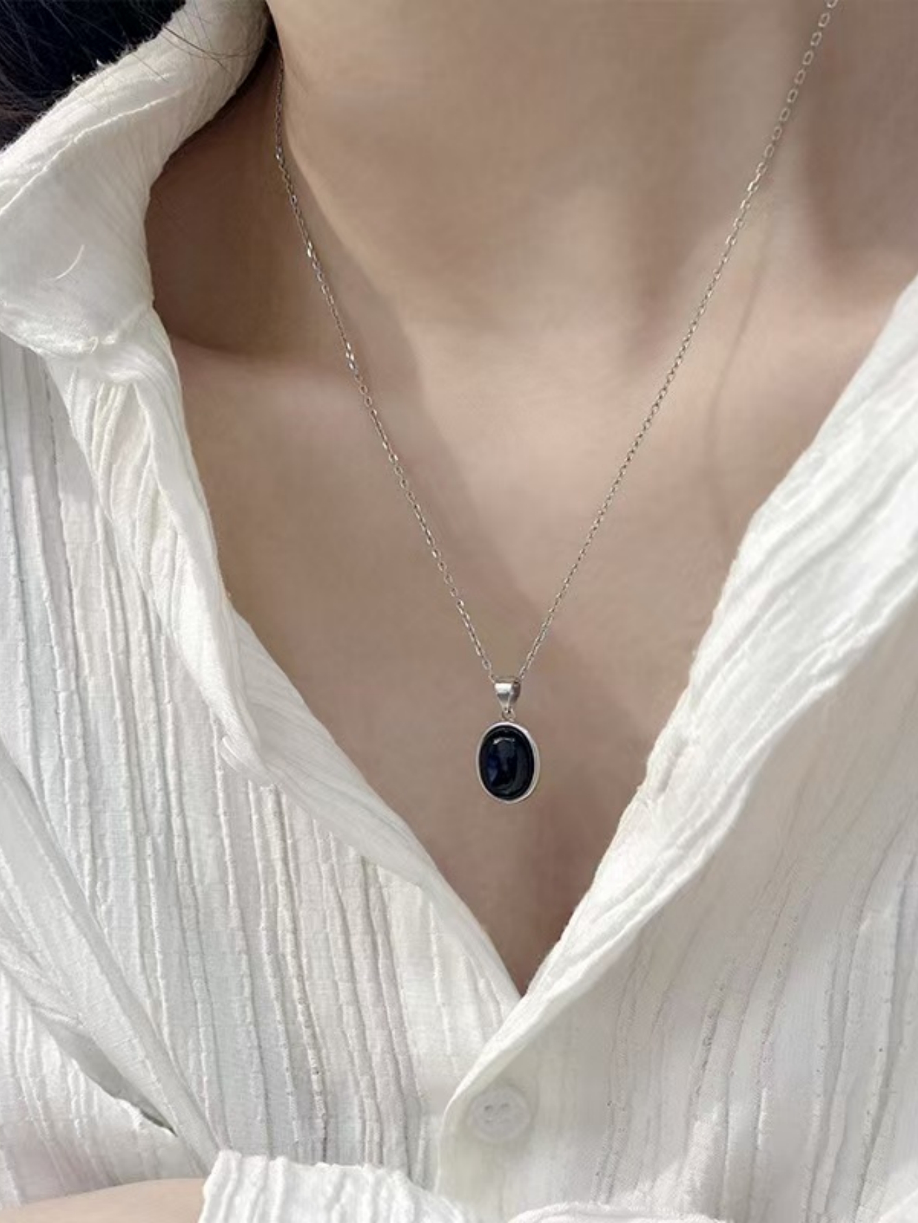 Silver Gemstone Pendant Necklace