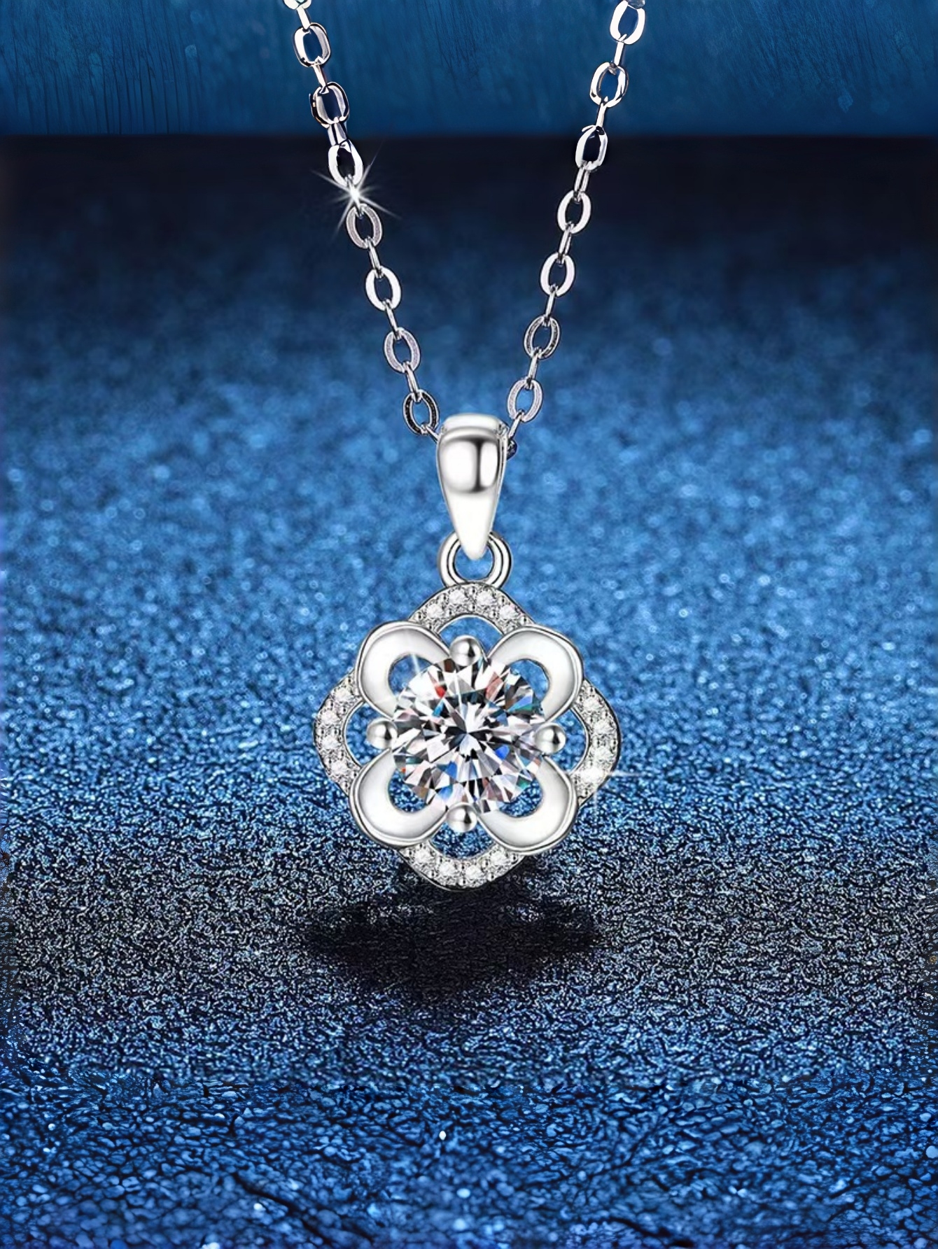 Silver Flower Pendant Necklace