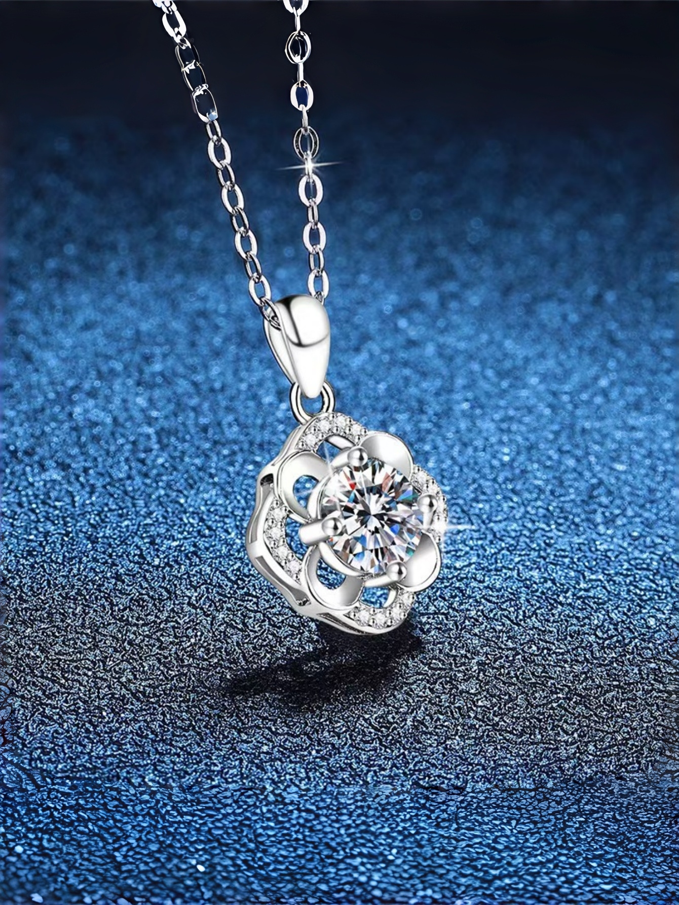 Silver Flower Pendant Necklace