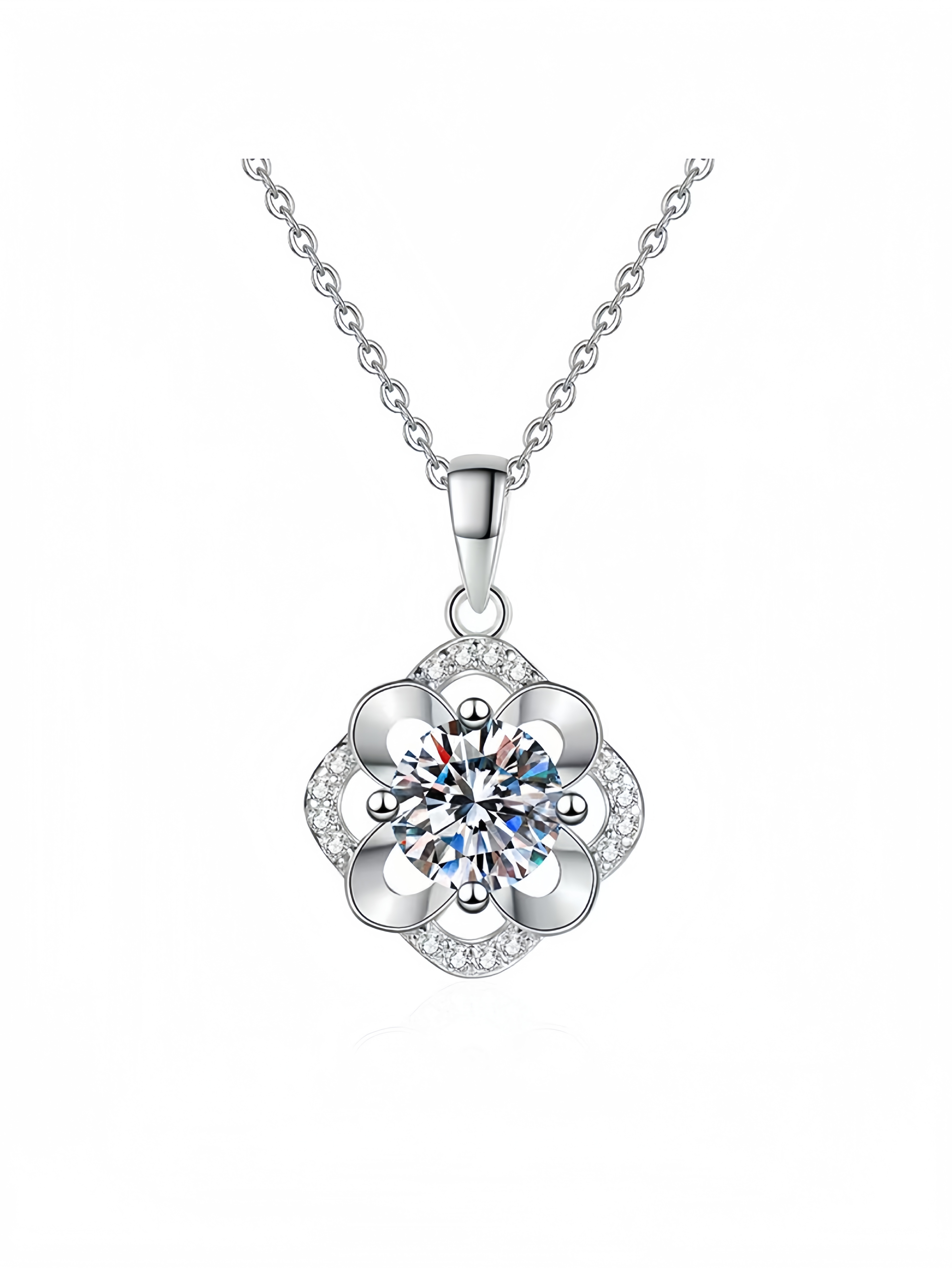 Silver Flower Pendant Necklace