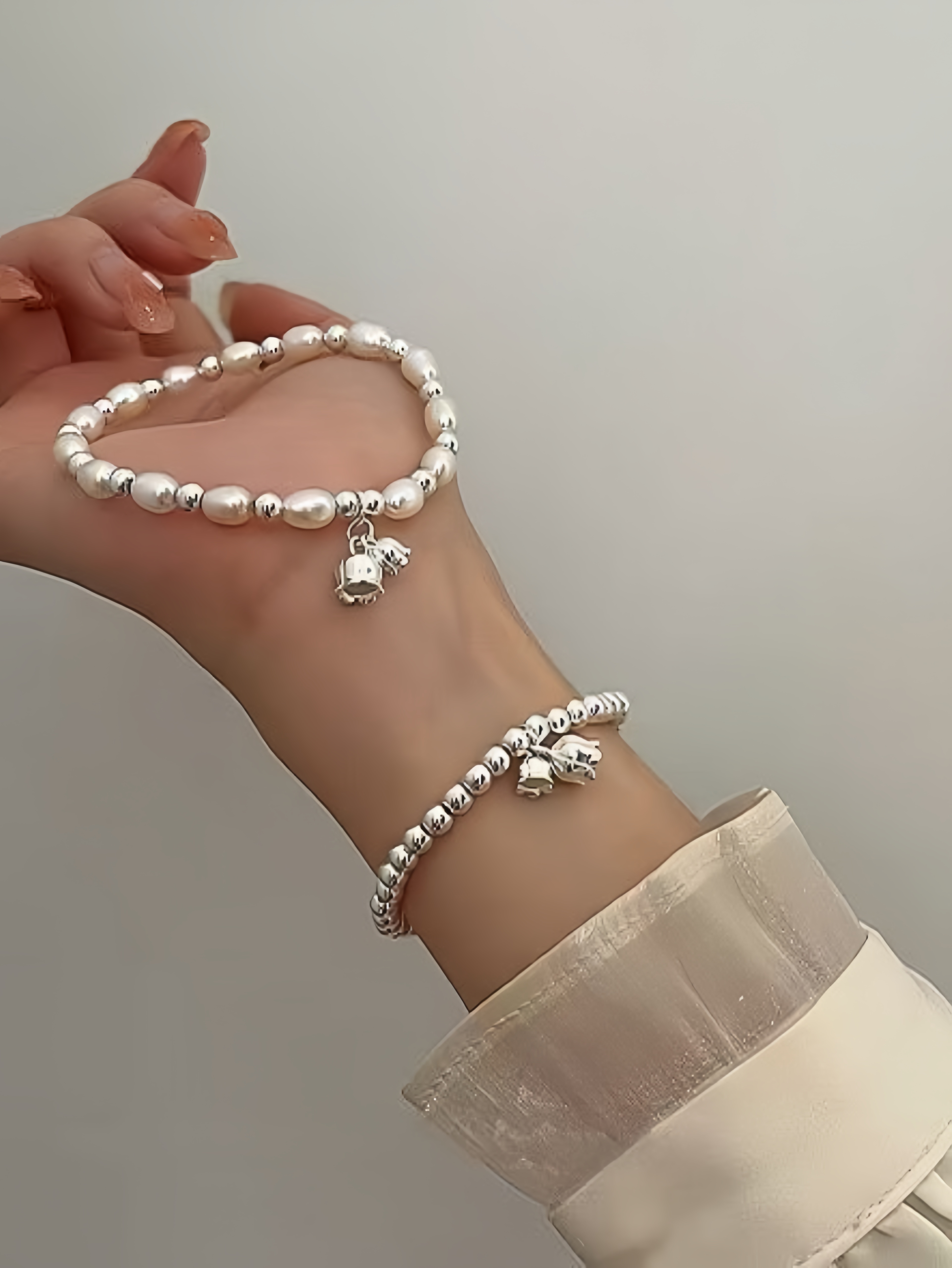 Silver Beads Beaded Bracelet