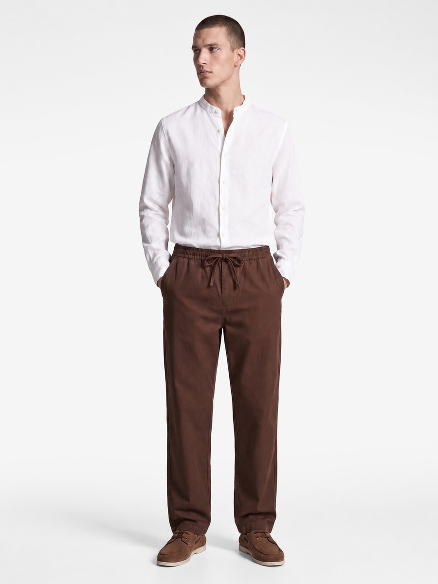 Men Brown Drawstring Jogger Pants