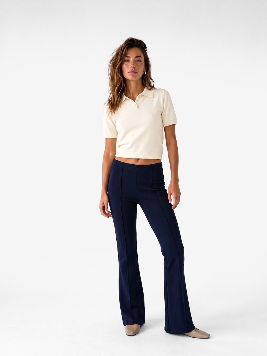 Navy Blue Flared Trousers