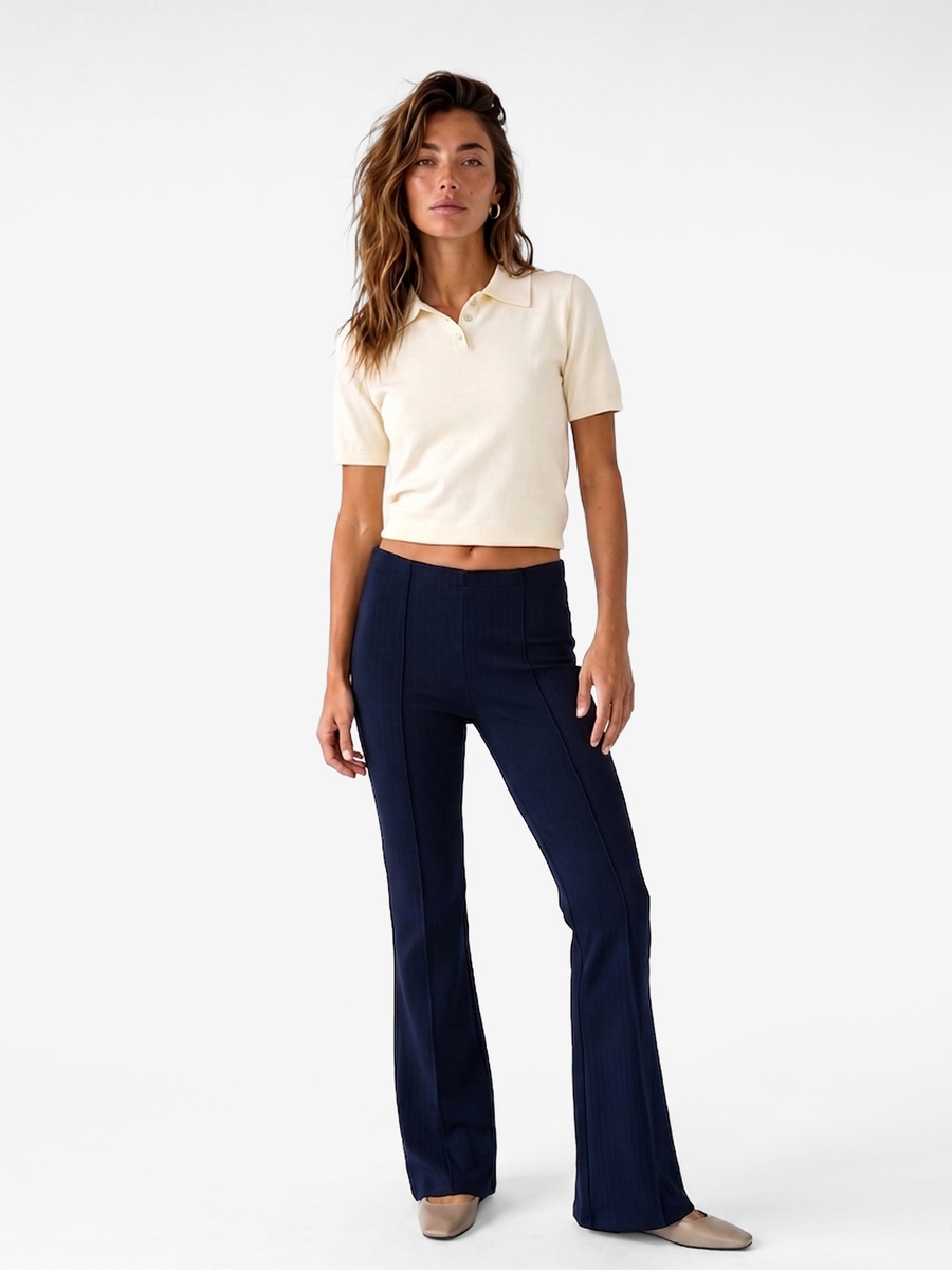 Navy Blue Flared Trousers