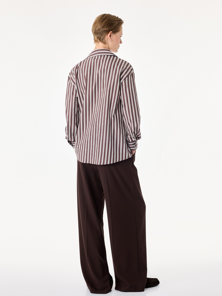 Brown Striped Long Sleeve Regular Fit Shirt