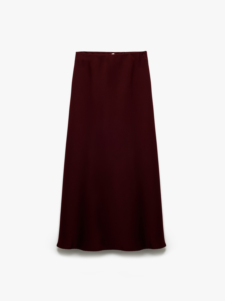 Burgundy A-Line Midi Skirt