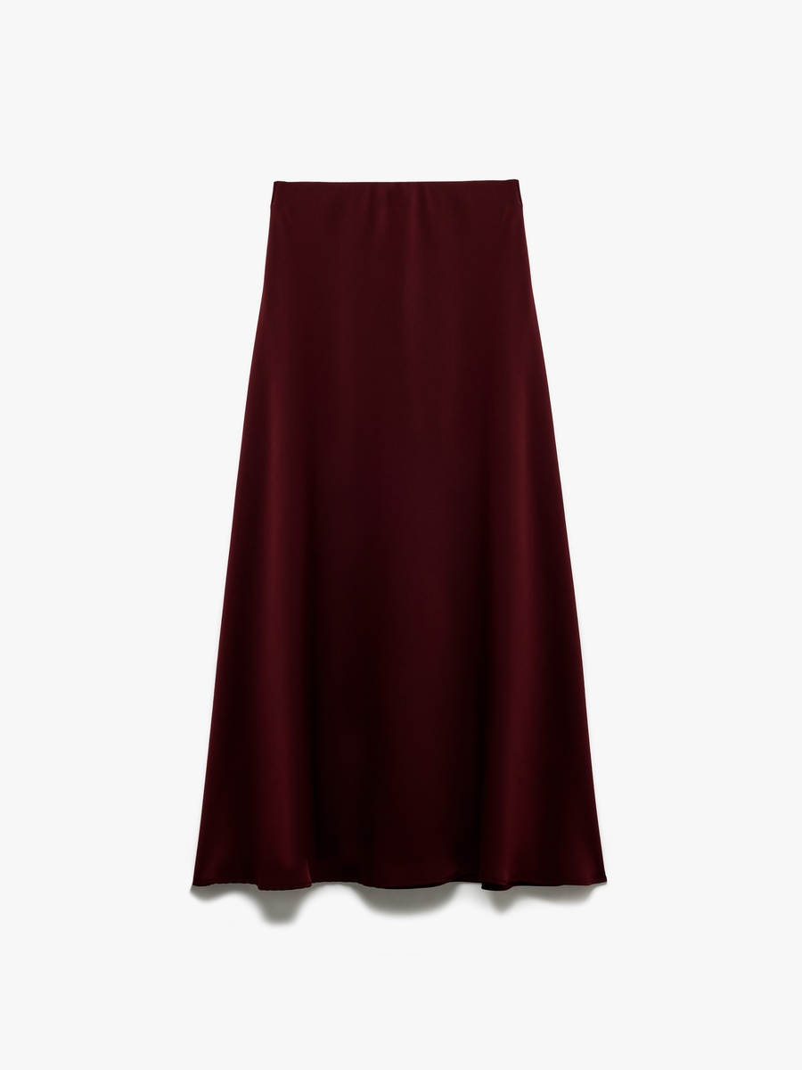 Burgundy A-Line Midi Skirt