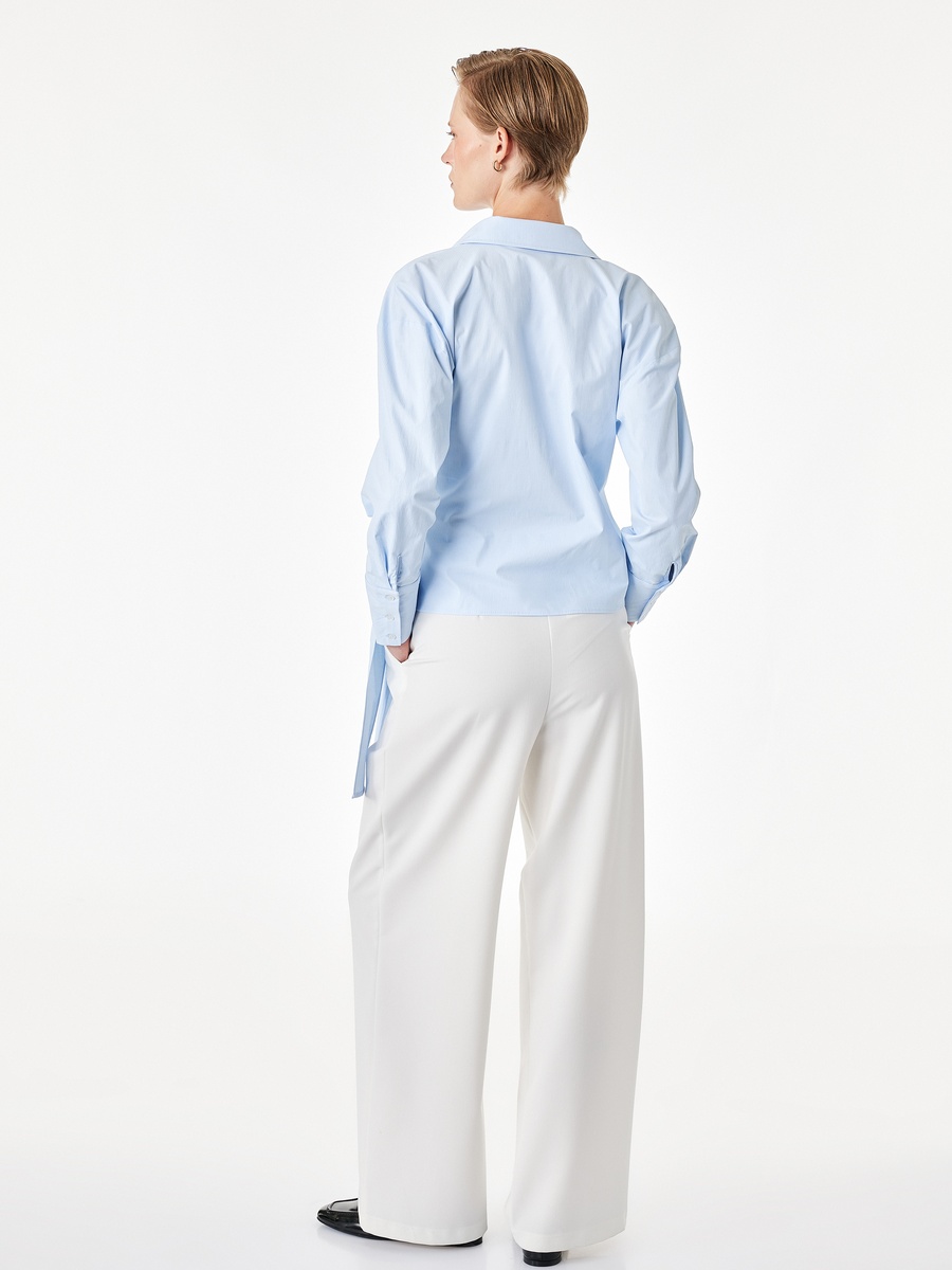 Blue Long Sleeve Wrap Top
