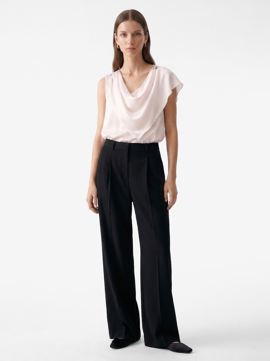Sleeveless Draped Pink Blouse
