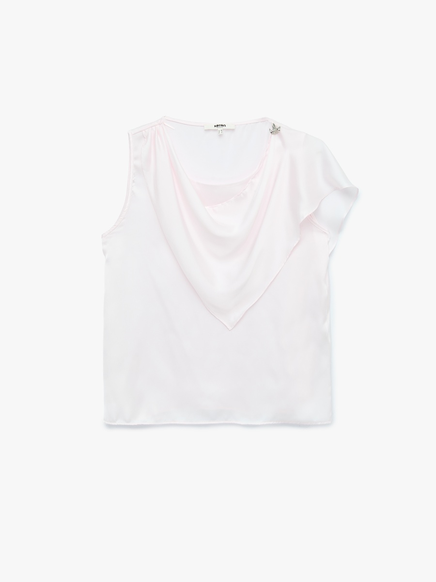 Sleeveless Draped Pink Blouse
