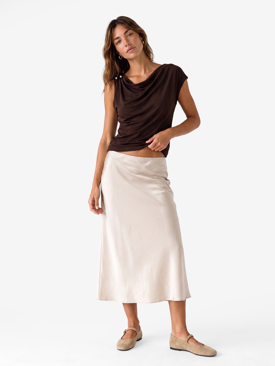 Brown One-Shoulder Blouse