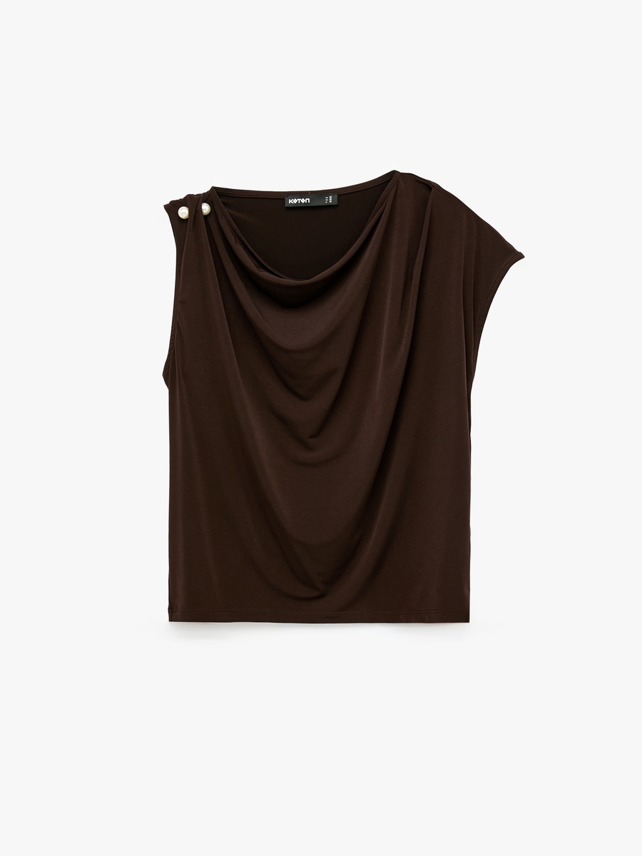 Brown One-Shoulder Blouse