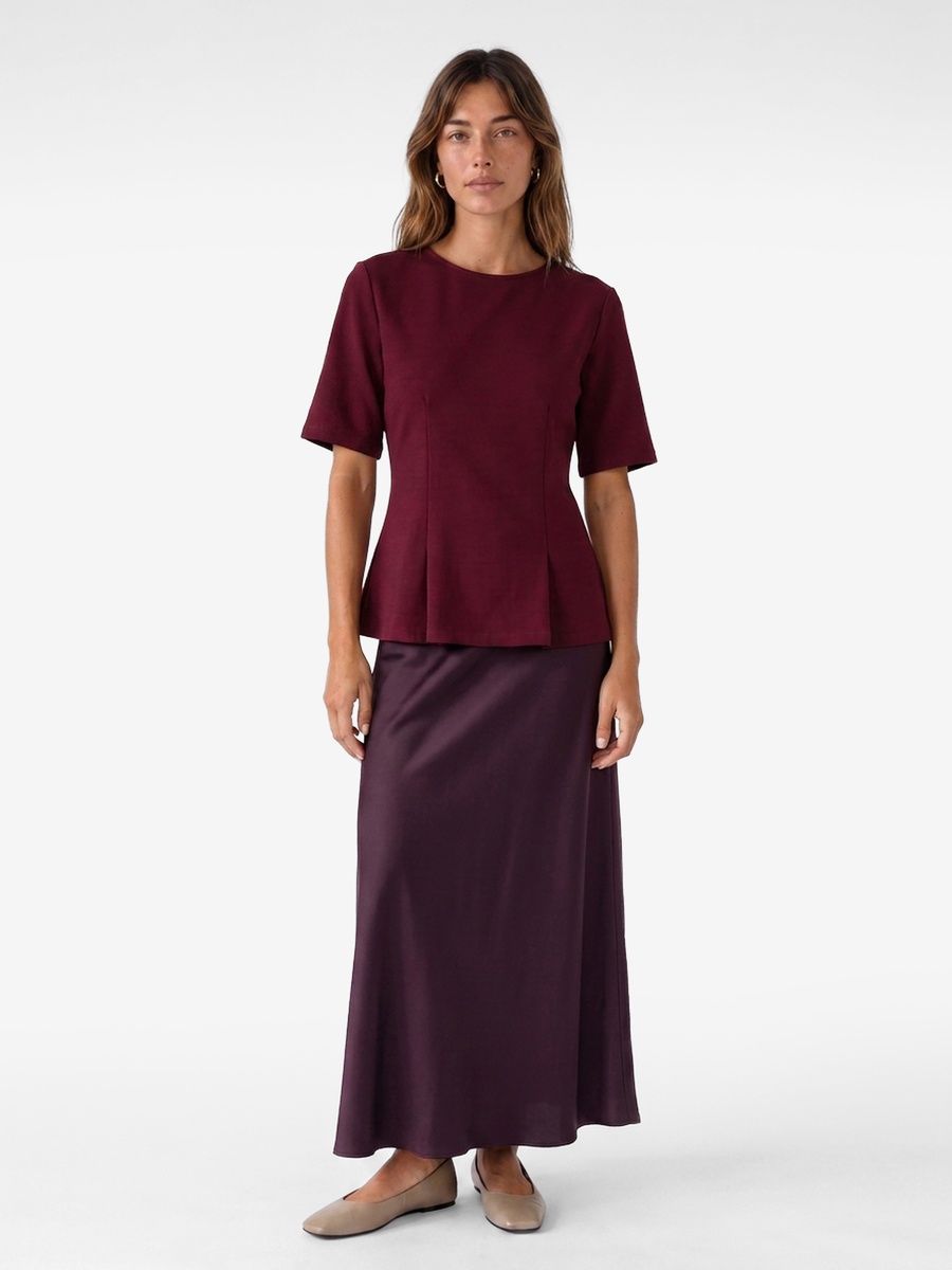Purple Short Sleeve Peplum Blouse