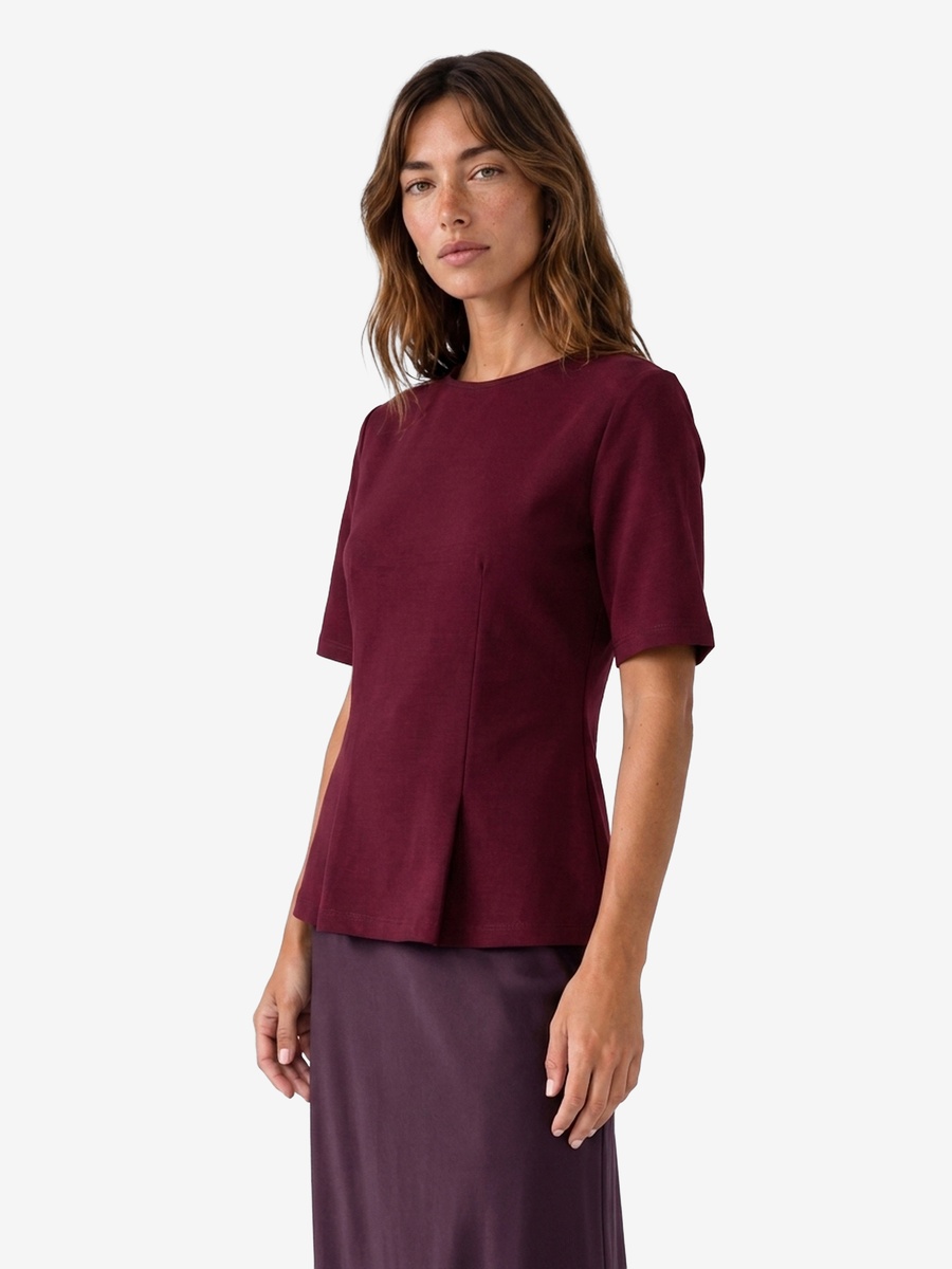 Purple Short Sleeve Peplum Blouse