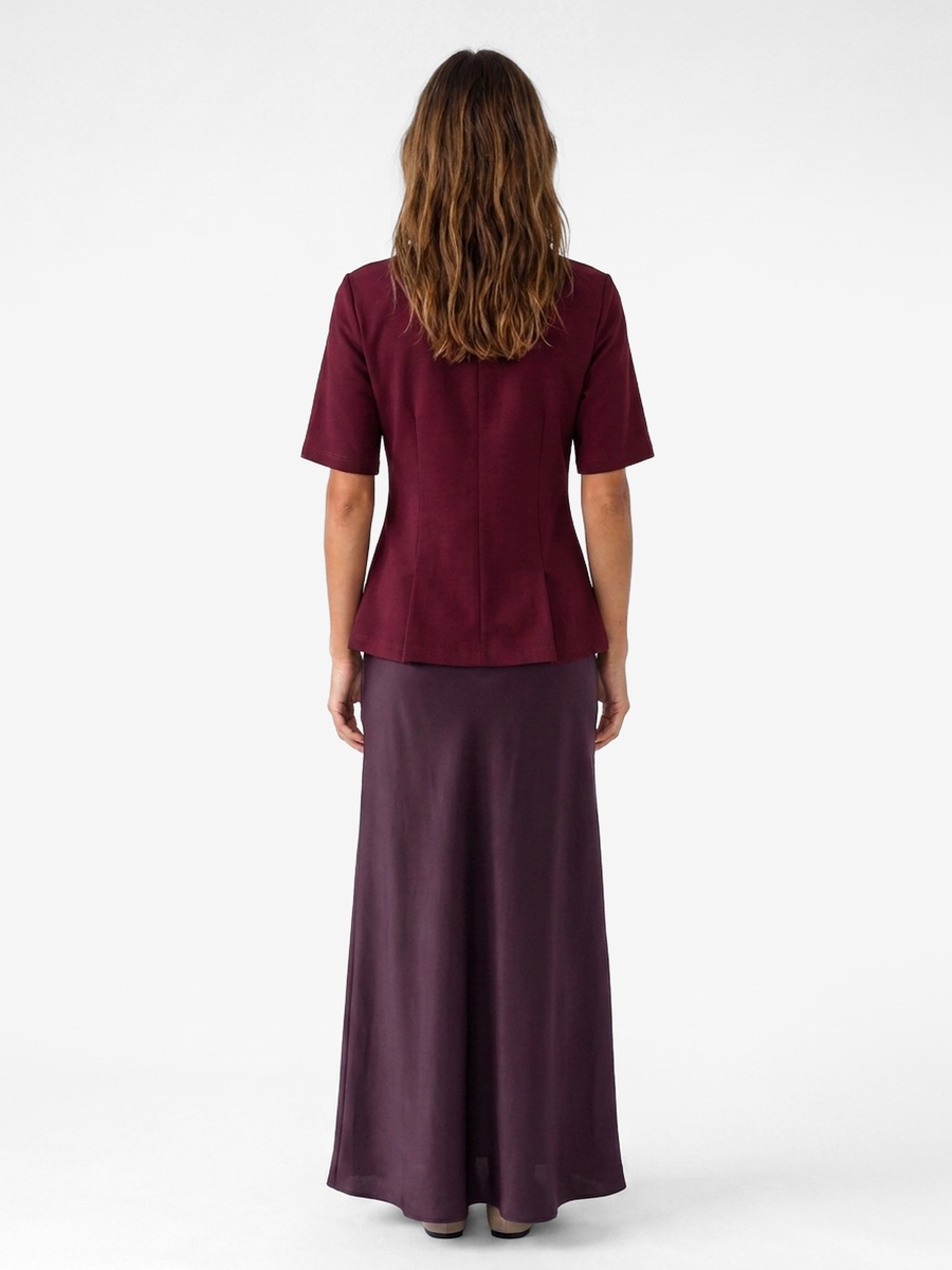 Purple Short Sleeve Peplum Blouse