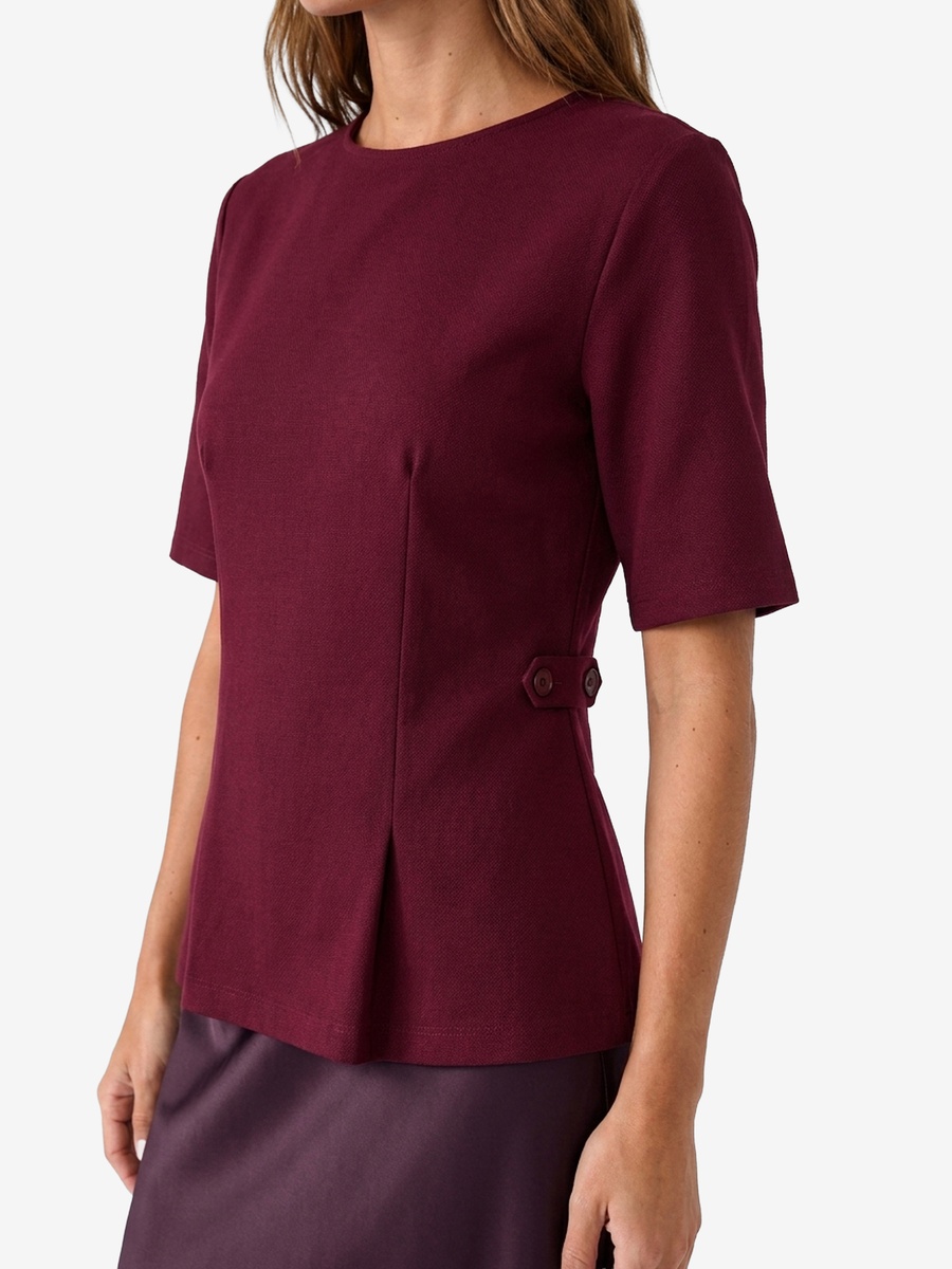 Purple Short Sleeve Peplum Blouse