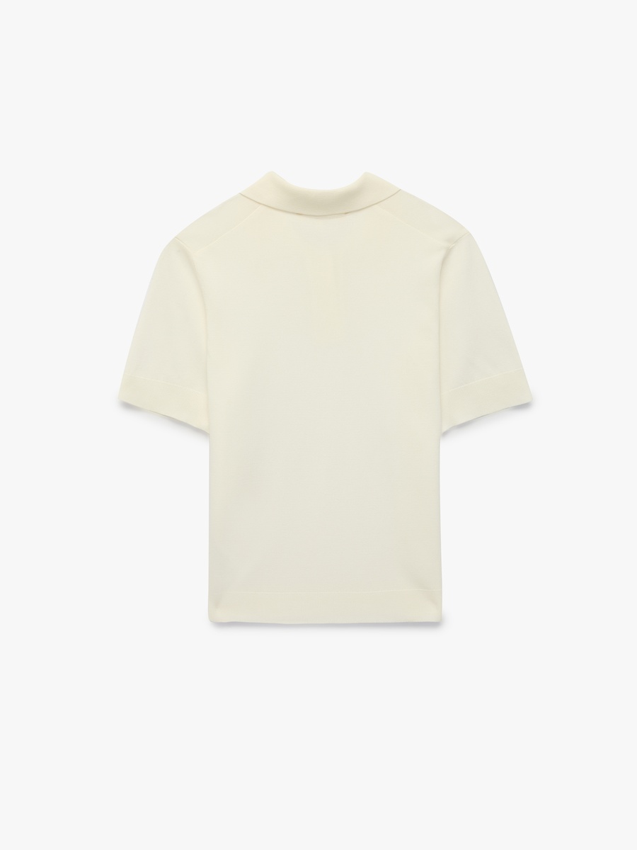 Beige Short Sleeve Knit Polo Top