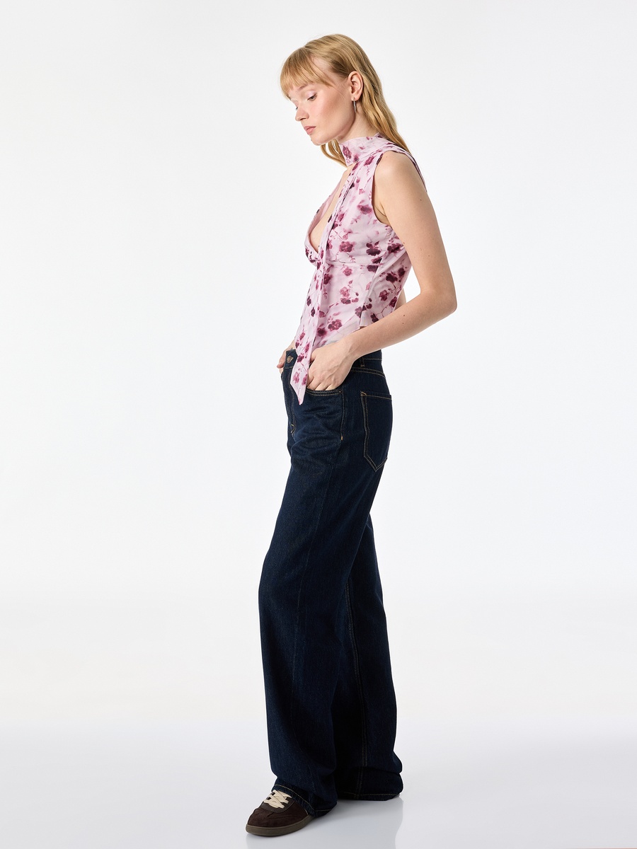 Pink Floral Sleeveless Blouse