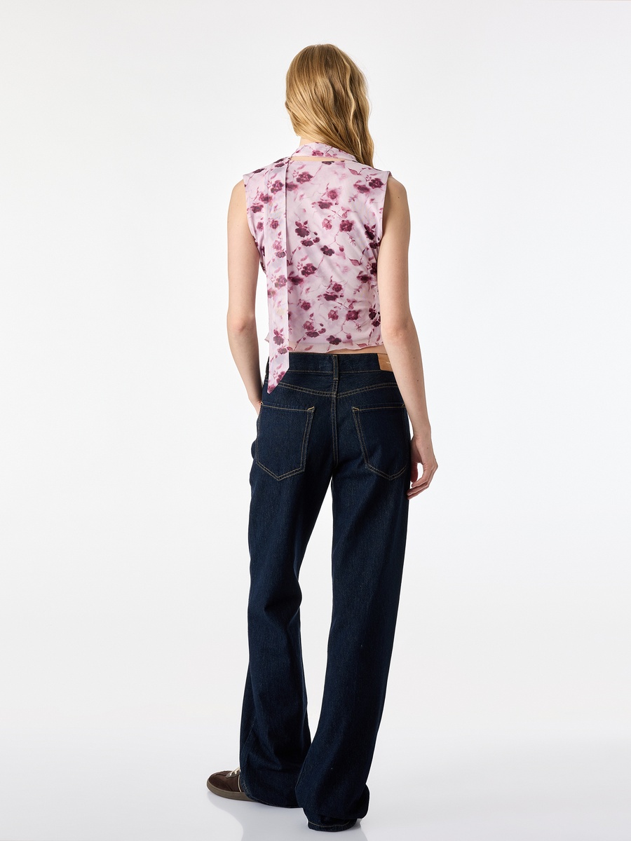 Pink Floral Sleeveless Blouse