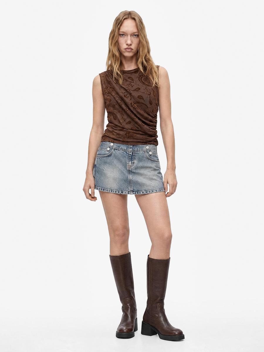 Brown Paisley Sleeveless Top