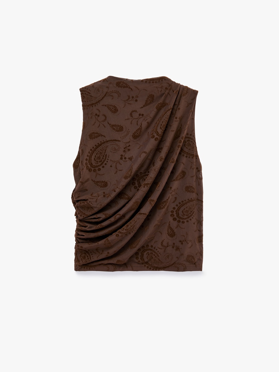Brown Paisley Sleeveless Top