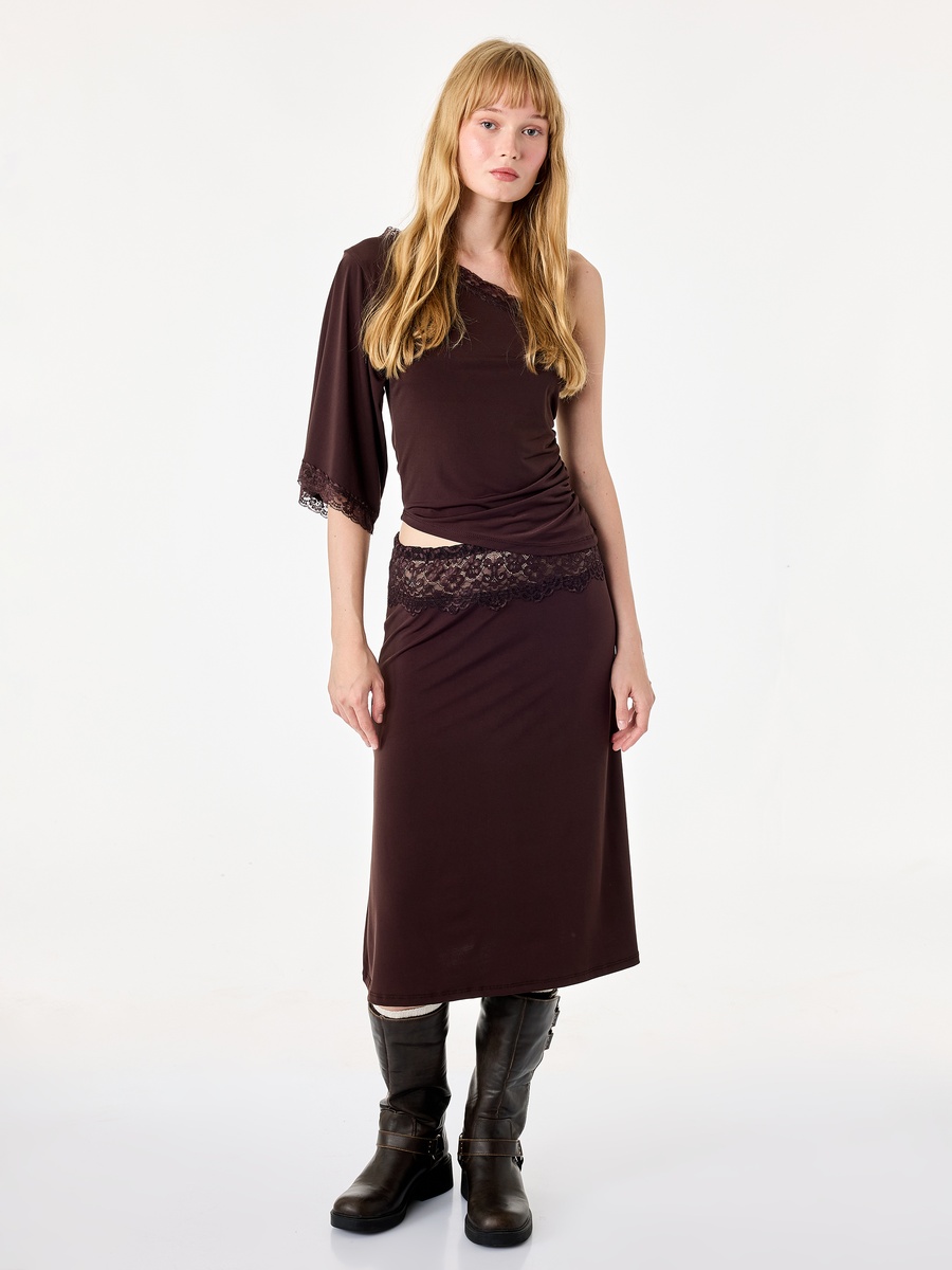 Brown One-Sleeve Blouse