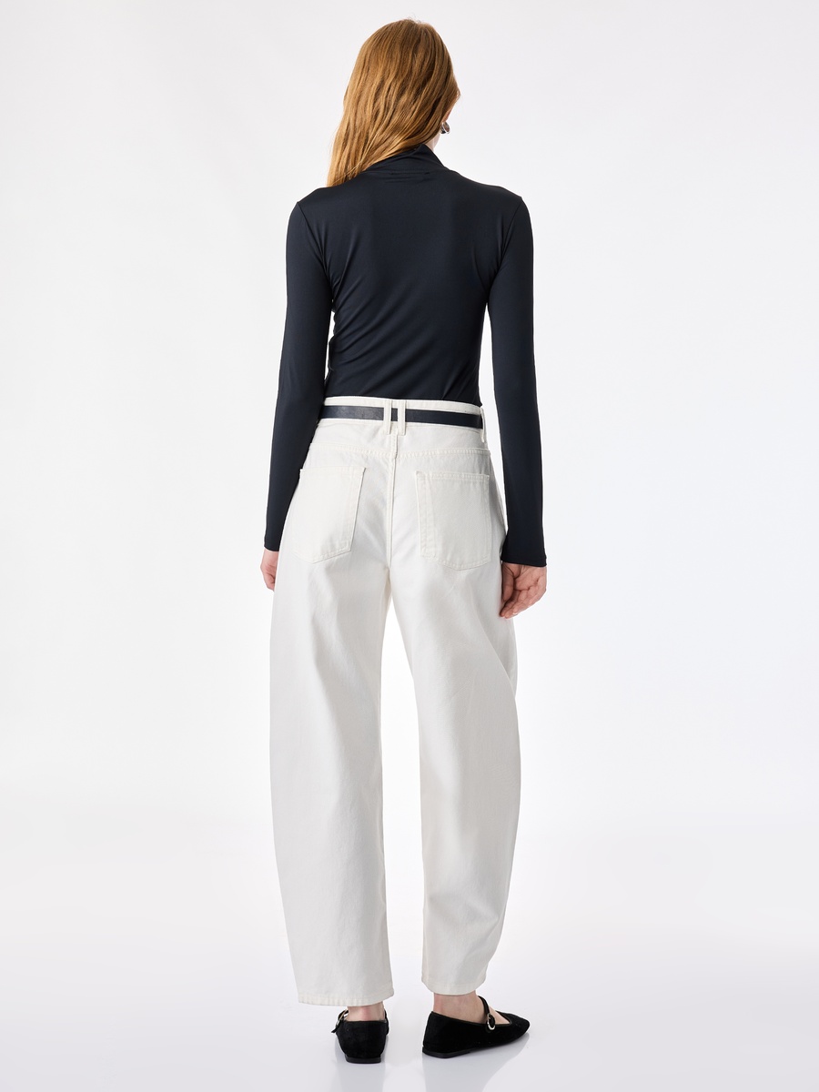 Black Mock Neck Long Sleeve T-Shirt with Cut-out Detail