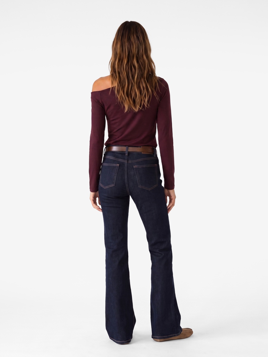 Burgundy One-Shoulder Long Sleeve T-Shirt